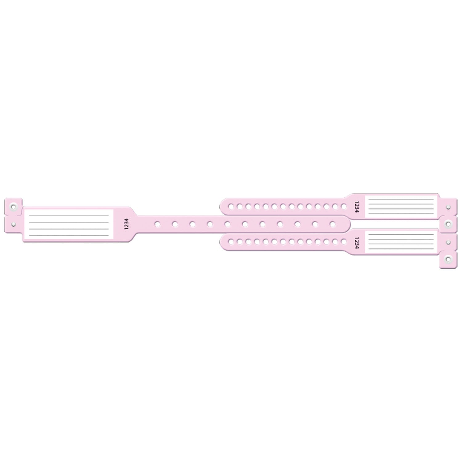 427C - Soluciones de identificación médica - Juego de pulseras de 3 piezas para madre e hijo, con inserto, impresión personalizada, color rosa, 100 unidades por caja