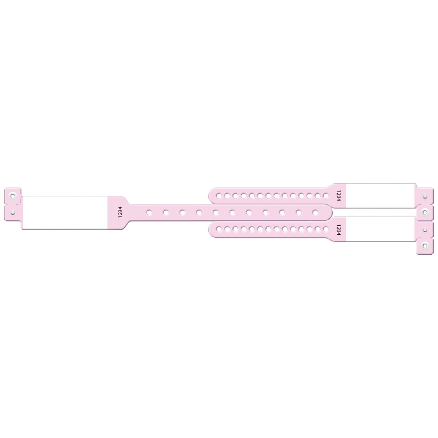430C - Soluciones de identificación médica - Juego de pulseras de 3 piezas para madre e hijo, con impresora, impresión personalizada, color rosa, 100 unidades por caja