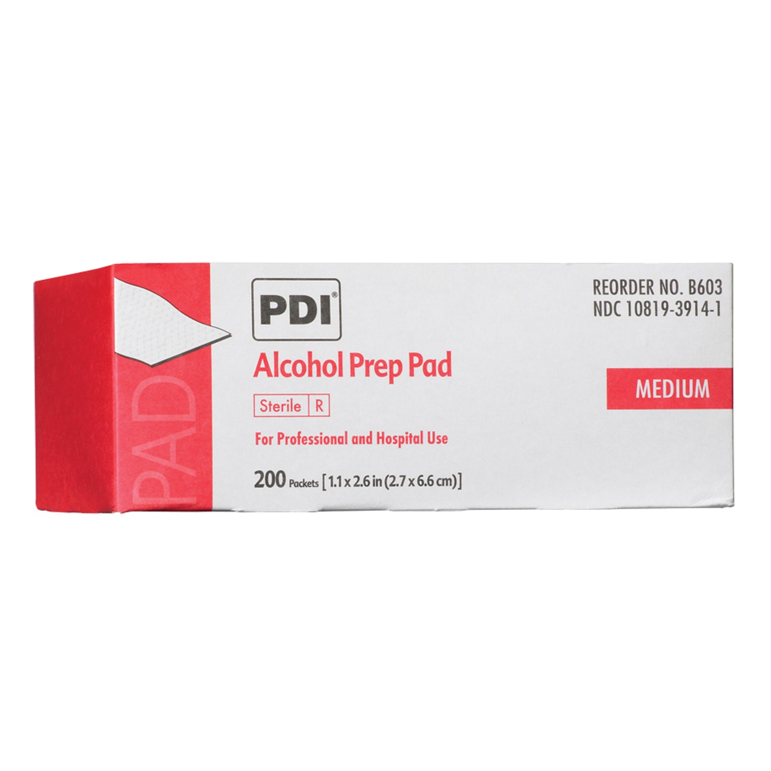 B60307 - PDI - 專業一次性用品，國際 - 酒精消毒棉片，中號，無菌，1.1英寸 x 2.6英寸，塗抹器2英寸 x 2英寸，200片/盒，20盒/箱（56箱/托盤）（僅限美國）（產品不得在Amazon.com或任何其他第三方網站上銷售），