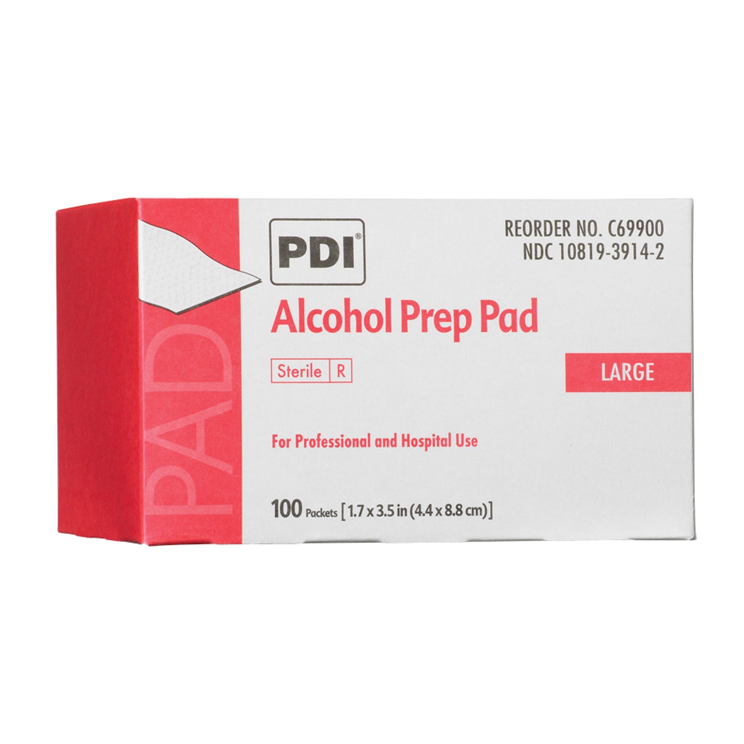 C69900 - PDI - 專業一次性用品，國際 - 酒精消毒棉片，大號，無菌，1.7 英寸 x 3.5 英寸，塗抹器 2½ 英寸 x 3 英寸，100 片/盒，10 盒/箱（96 箱/托盤）（僅限美國）（產品不得在 Amazon.com 或任何其他第三方網站上銷售），