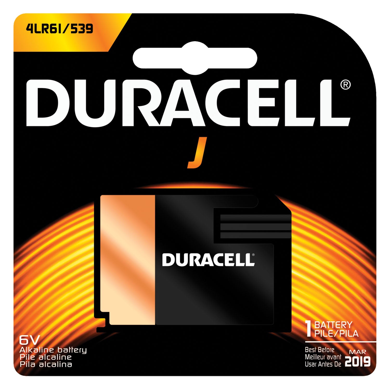 7K67BPK - Duracell - Batería, alcalina, tamaño J, 6 V, 6/caja (UPC# 66198) (Los productos no son para mercados domésticos privados; los productos no se pueden vender en Amazon.com ni en ningún otro sitio de terceros) (Se descontinuará) , caja