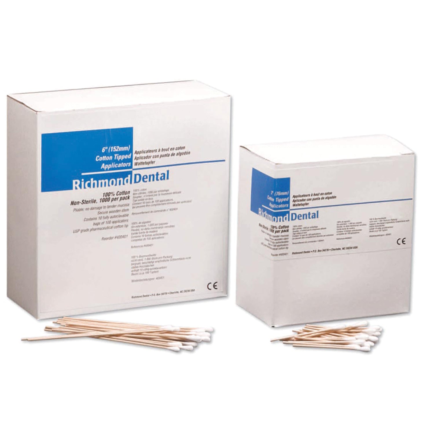 400401 - Richmond Dental - Cotton-Tipped Applicator, 6", Non-Sterile, 100/pk, 10 pk/bx, 10 bx/cs    , cs