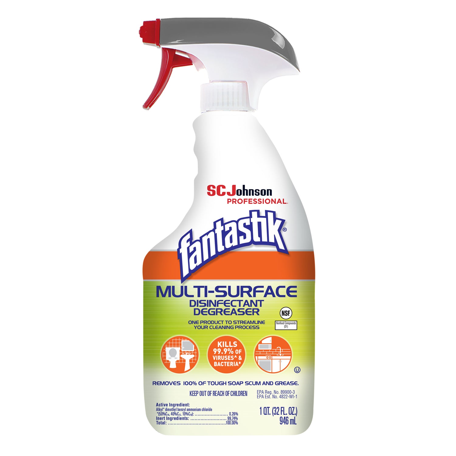 311836 - SC Johnson Professional - Fantastik® AB All Purpose Cleaner, Fresh, 32oz, 8/cs (Pricing Subject to Change without Notice)    , cs
