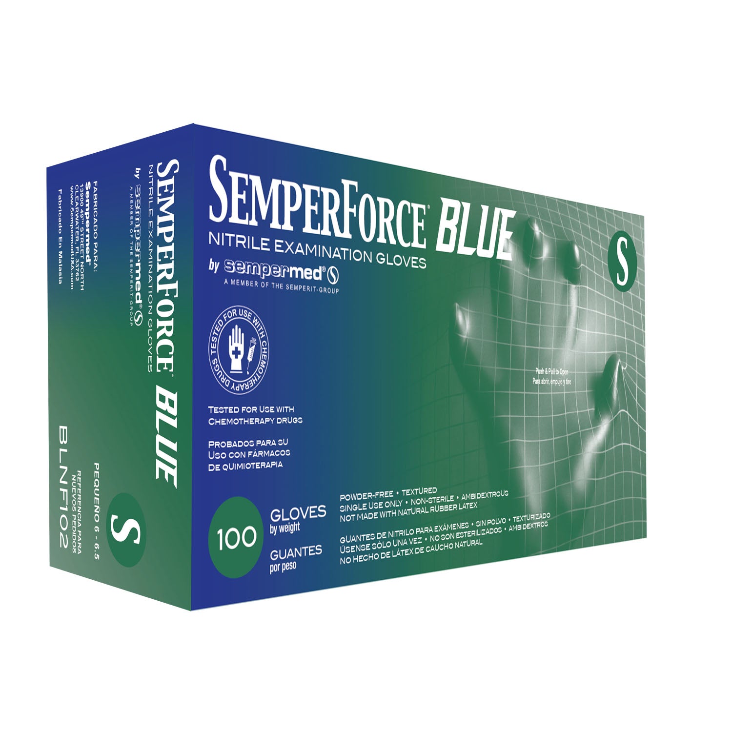 BLNF102 - Harps USA, Inc. - Guante de examen de nitrilo, pequeño, azul, 100/caja, 10 cajas/caja