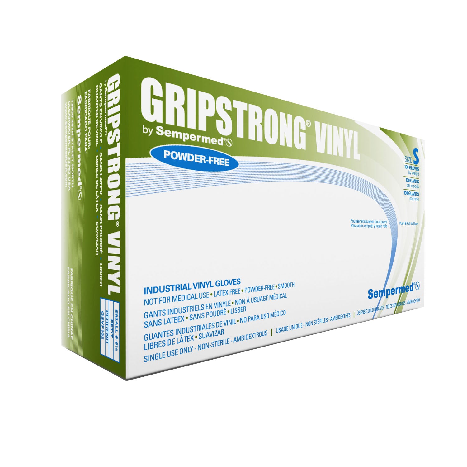 GSVF102 - Harps USA, Inc. - Vinyl Gloves, Small, Smooth, Powder-Free (PF), 100/bx, 10 bx/cs    , cs