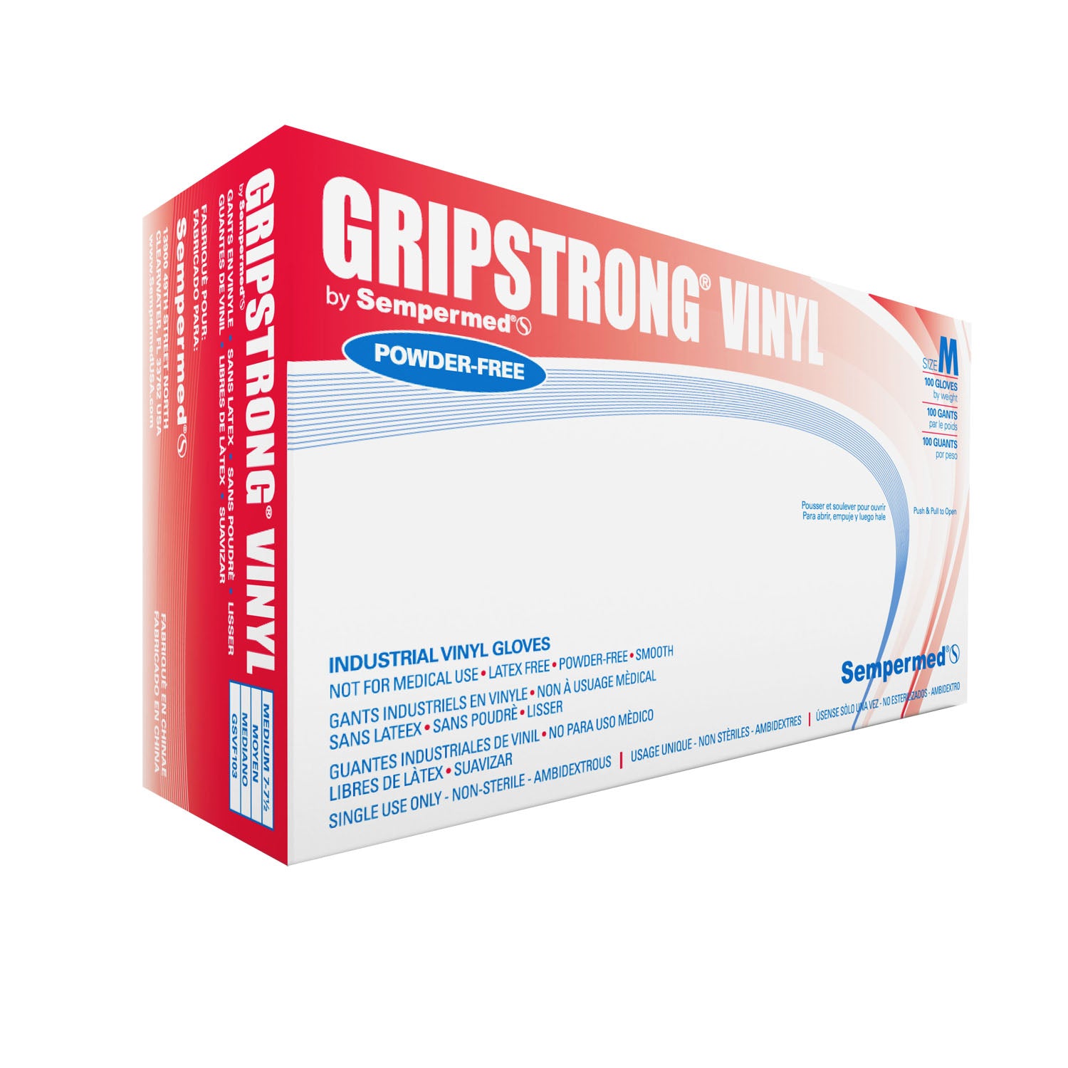 GSVF103 - Harps USA, Inc. - 乙烯基手套，中號，光滑，無粉 (PF)，100 只/盒，10 盒/箱，箱裝