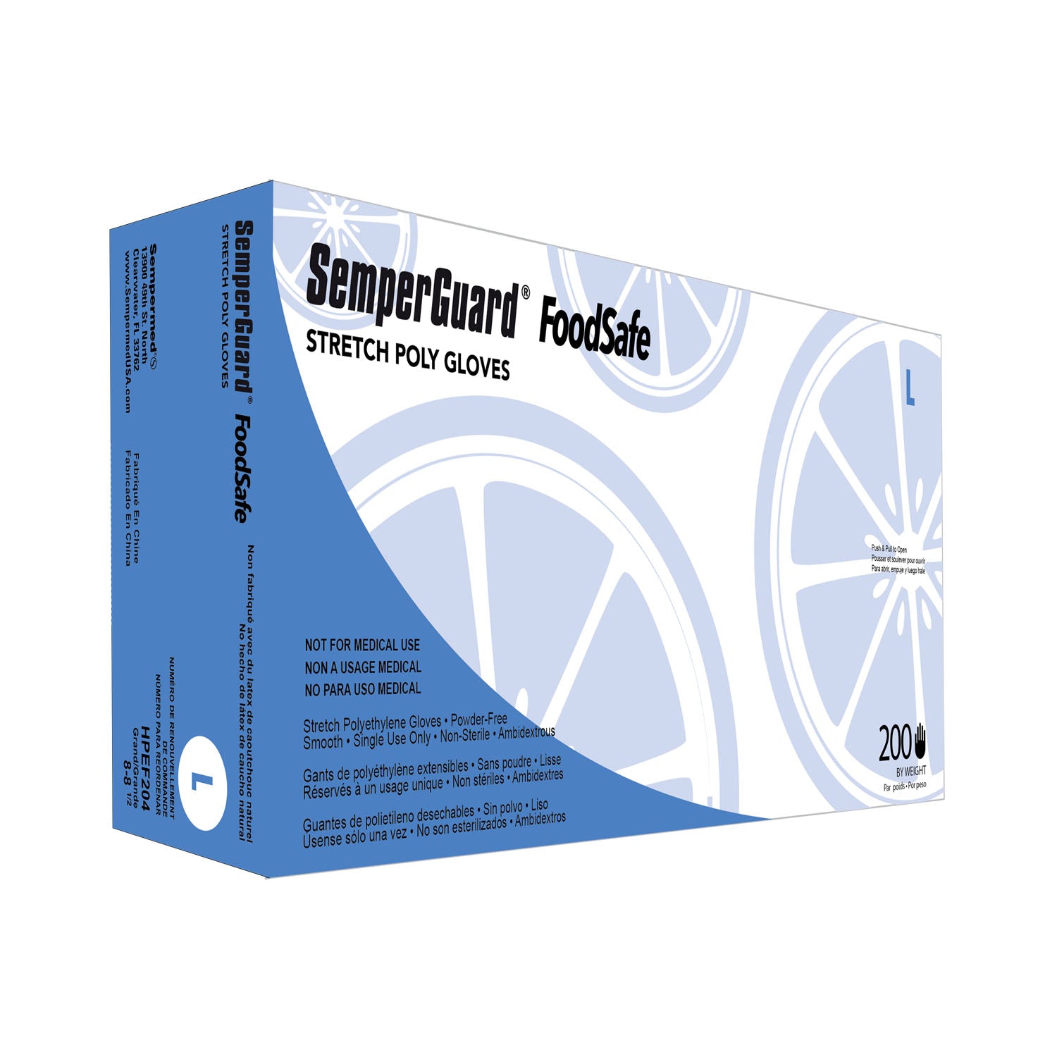 HPEF204 - Harps USA, Inc. - 食品安全手套，聚乙烯材質，無粉（PF），大號，200隻/盒，10盒/箱，cs