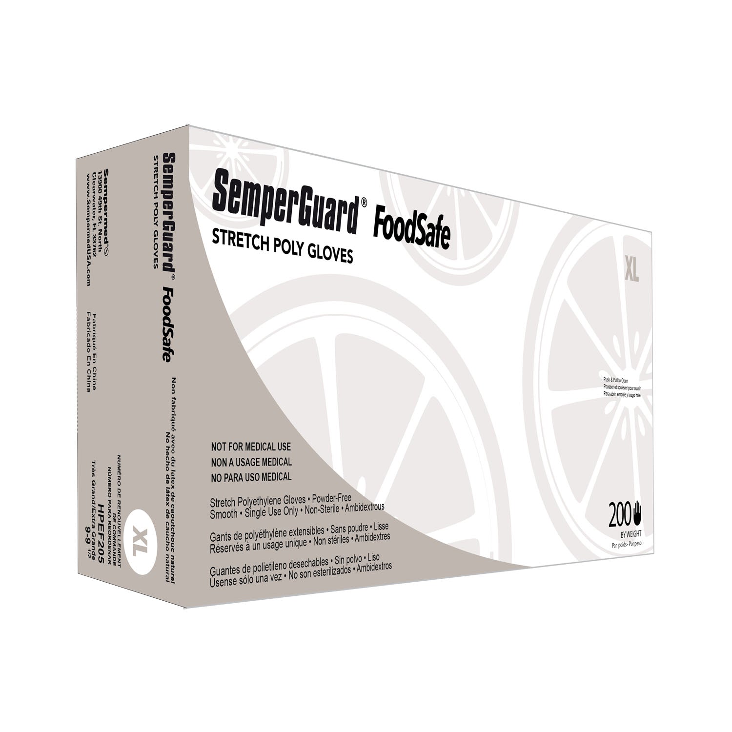 HPEF205 - Harps USA, Inc. - 食品安全手套，聚乙烯材質，無粉（PF），特大號，200隻/盒，10盒/箱，cs