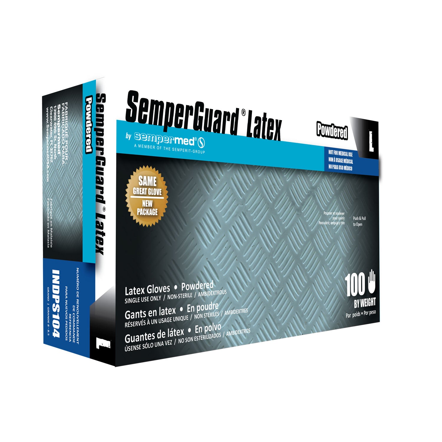 INDPS104 - Harps USA, Inc. - Guante de látex industrial con polvo, grande, no estéril, 100/caja, 10 cajas/caja (no apto para uso médico), caja