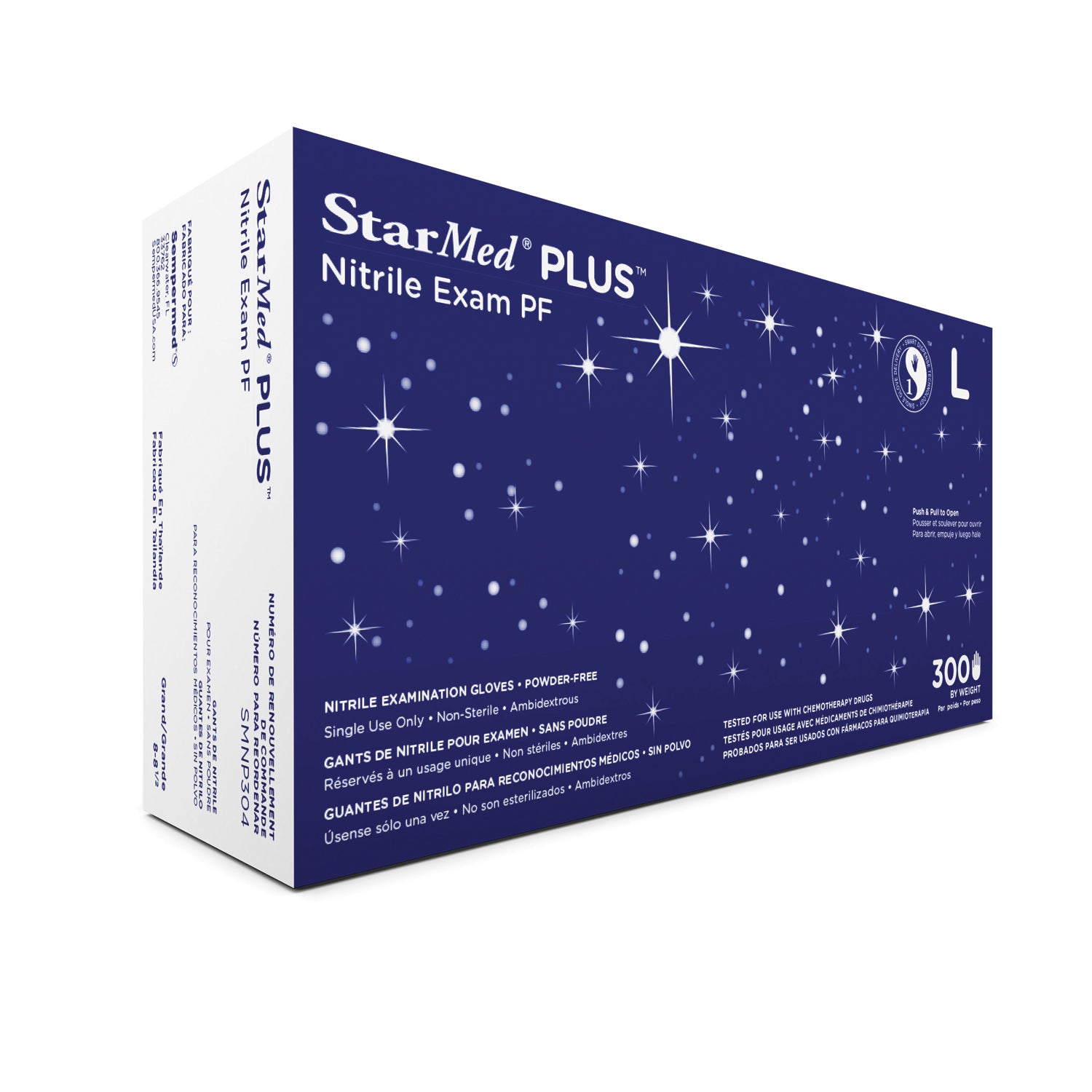 SMNP302 - Harps USA, Inc. - Guante de examen de nitrilo, PF, con textura en la punta de los dedos, pequeño, 300/caja, 10 cajas/caja (40 cajas/plt), caja