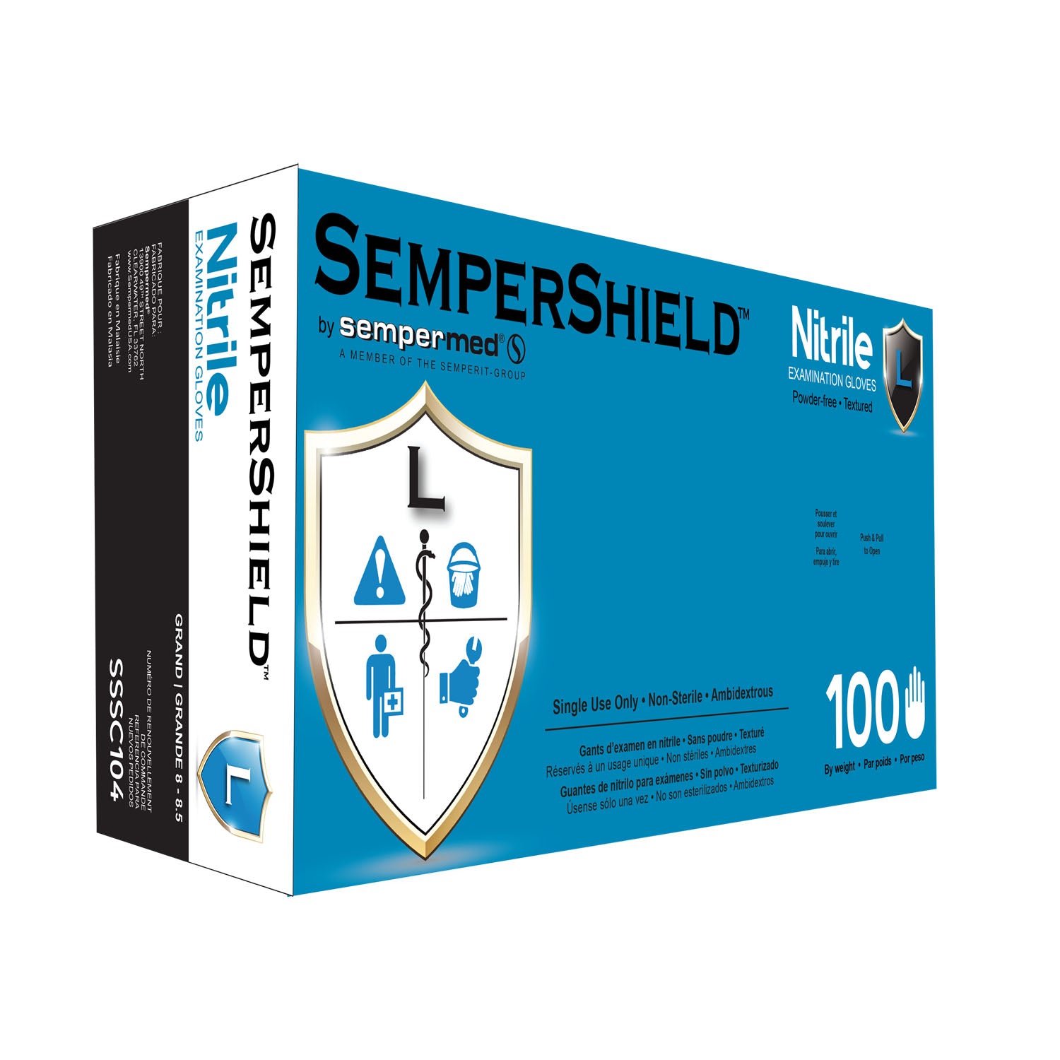 SSSC104 - Harps USA, Inc. - 醫用手套，丁腈材質，大號，藍色，100隻/盒，10盒/箱，箱裝