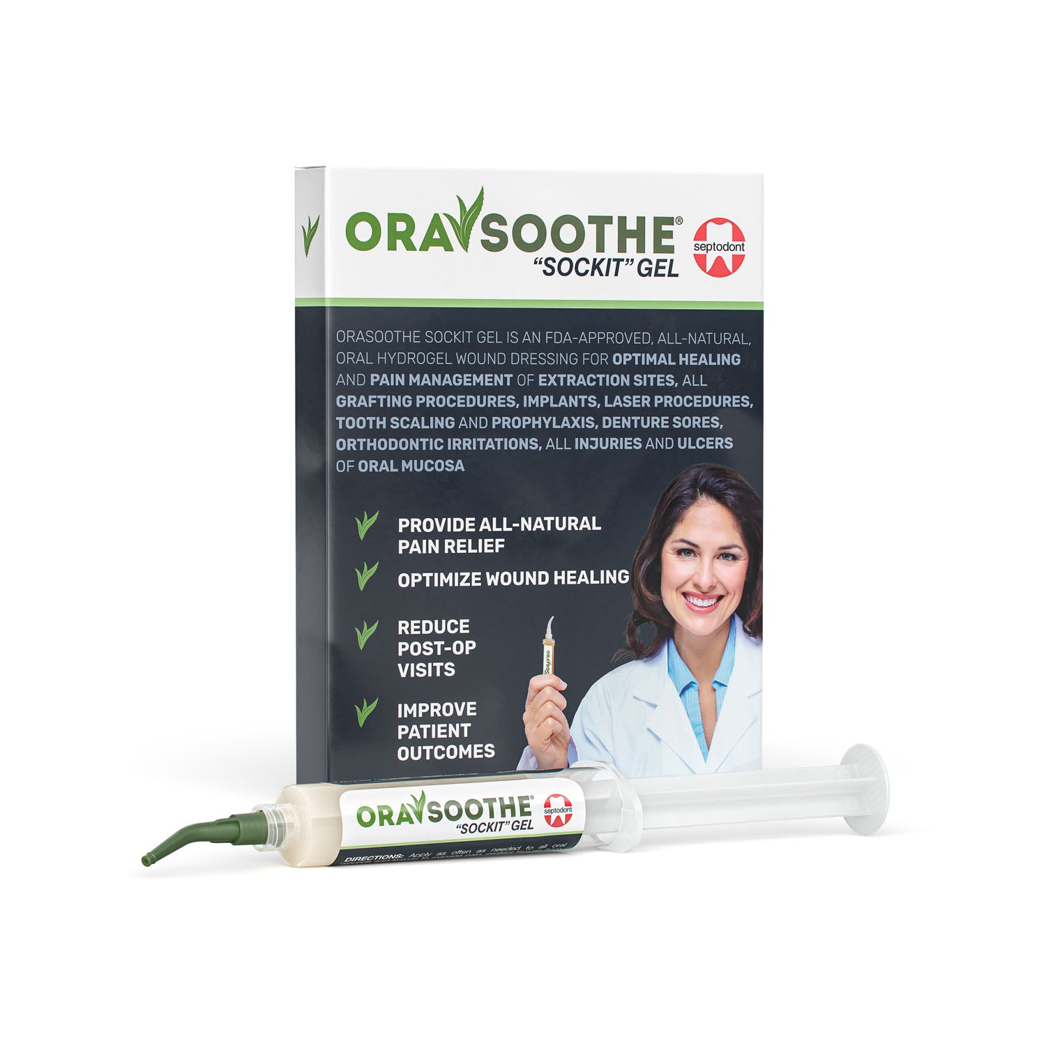 01S0600 - Septodont, Inc. - OraSoothe SockIt! 凝膠，10克注射器，5份病人使用說明，1份醫生使用說明，5支/包（僅限美國），盒裝