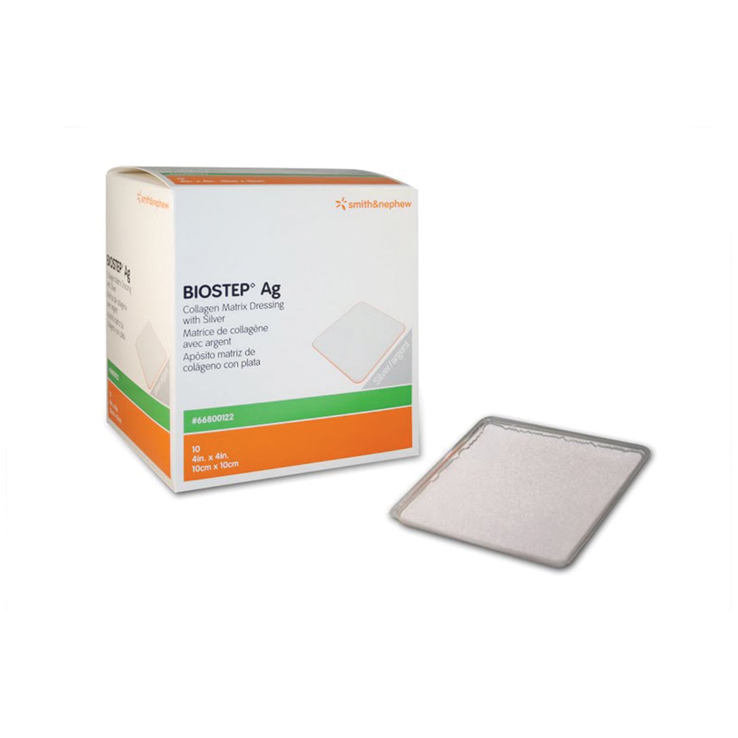 66800122 - Smith &amp; Nephew, Inc. - Apósito de colágeno, 4" x 4", BIOSTEP AG, 10/caja (solo EE. UU.) (Artículo con fecha de caducidad corta; no se puede devolver), caja