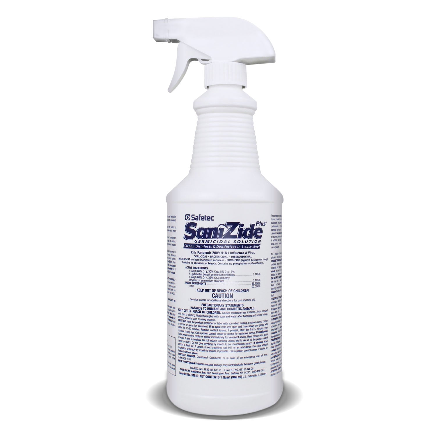 34805 - Safetec of America - SaniZide Plus, botella de 16 oz con pulverizador, 12 unidades (no disponible para la venta en Canadá), caja