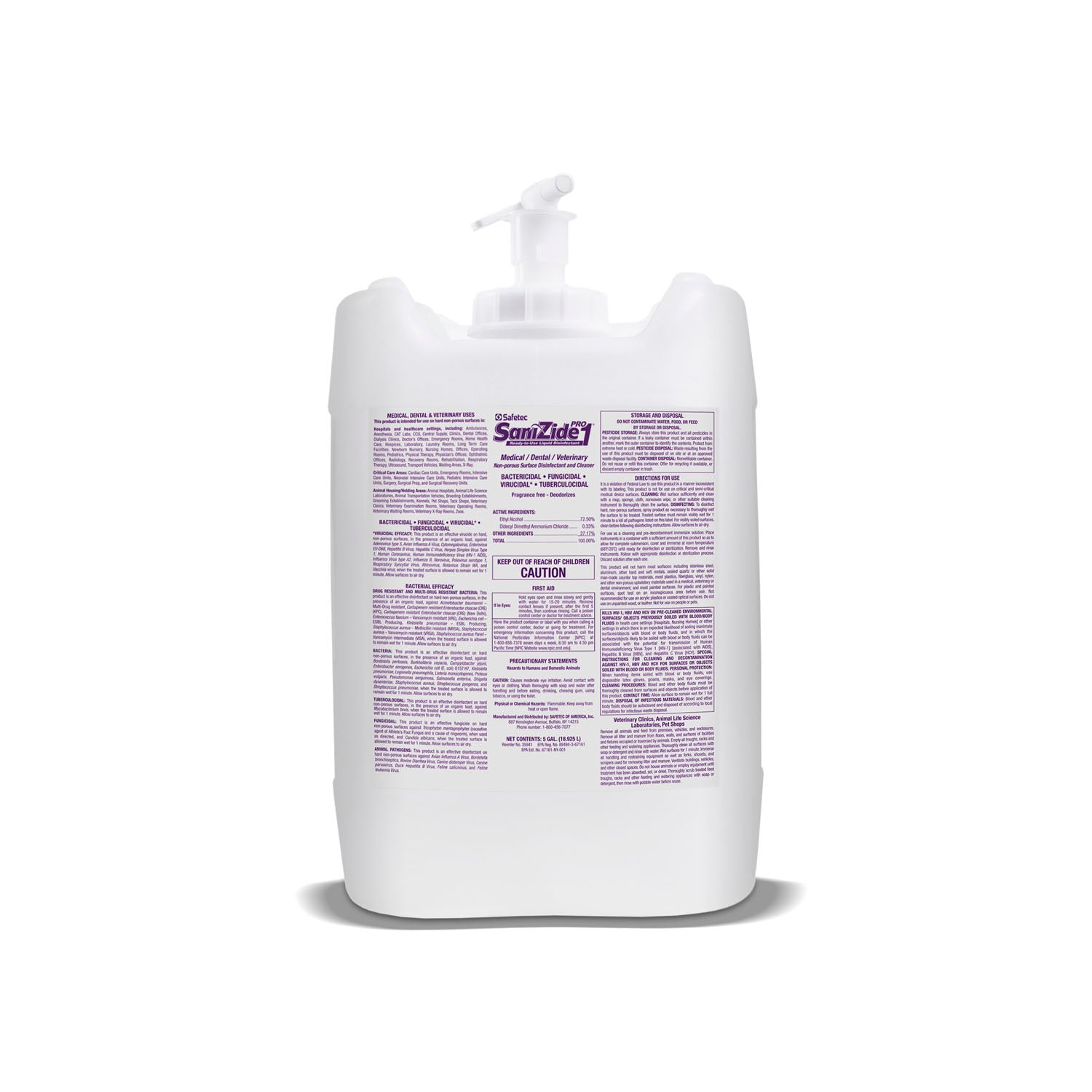 35941 - Safetec of America - SaniZide Pro 1, Wipes, 50 Gallon Carboy (HAZMAT Fees Apply, cannot ship via Air or to AK, GU, HI, MP, PR, VI) (Not Available for Sale into Canada)  REQUIRES HAZMAT SHIPMENT , ea