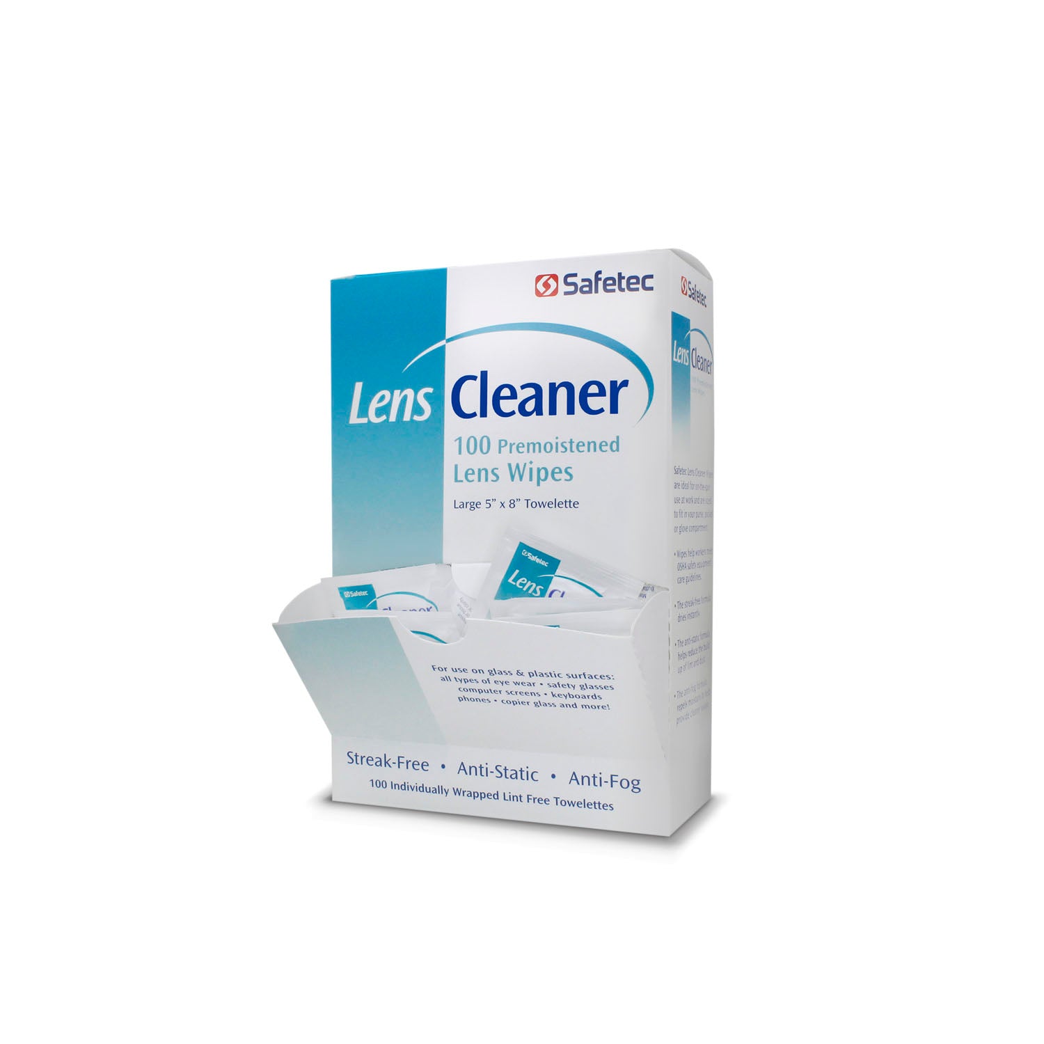 37000 - Safetec of America - Lens Cleaner Wipes, 100/bx, 10 bx/cs (HAZMAT Fees Apply, cannot ship via Air or to AK, GU, HI, MP, PR, VI) (Available to Continental US & Canada dealers only)  REQUIRES HAZMAT SHIPMENT , cs