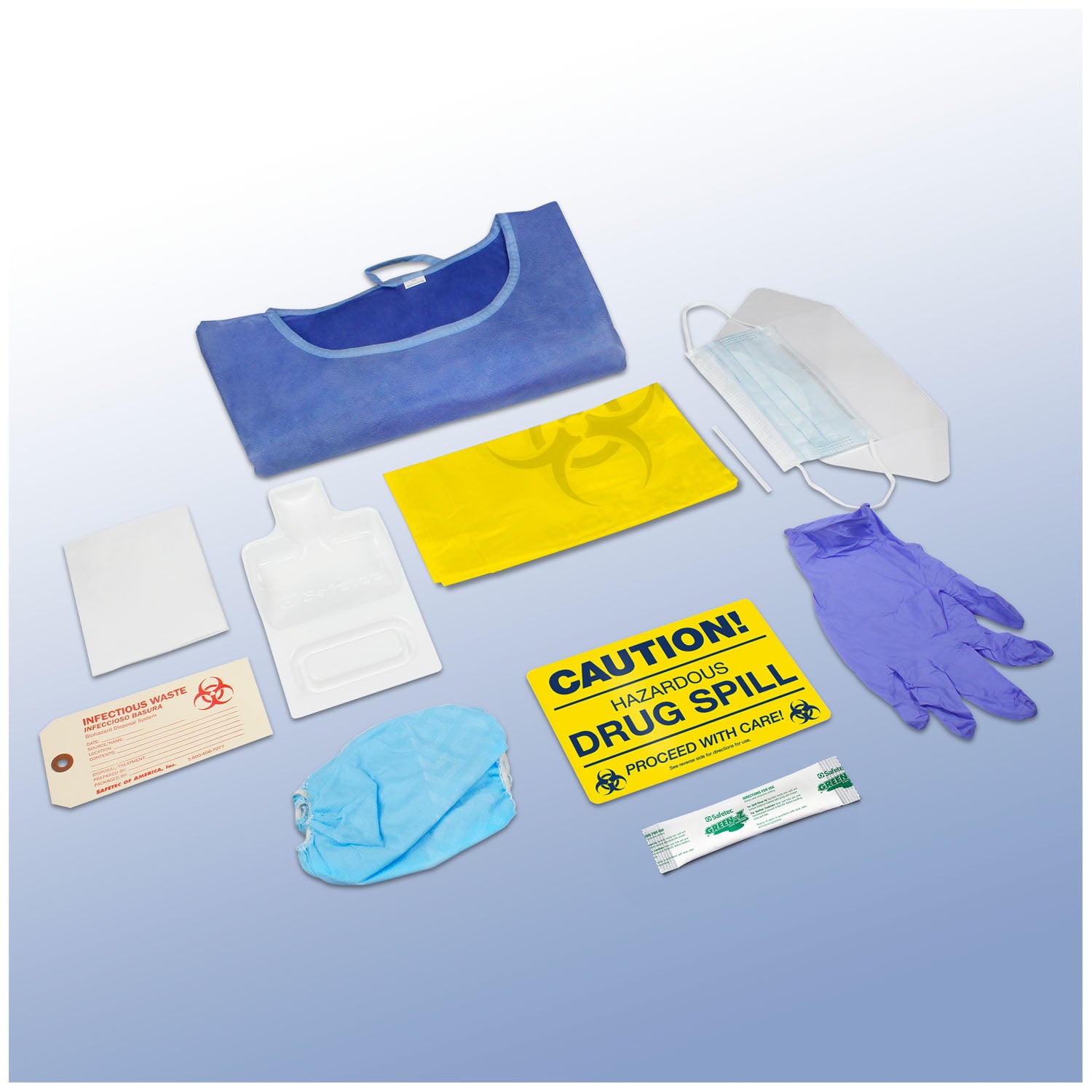 49725 - Safetec of America - Kit para derrames de medicamentos peligrosos (bolsa de polietileno), 12 kt/caja (disponible solo para distribuidores de EE. UU. continentales y Canadá), caja