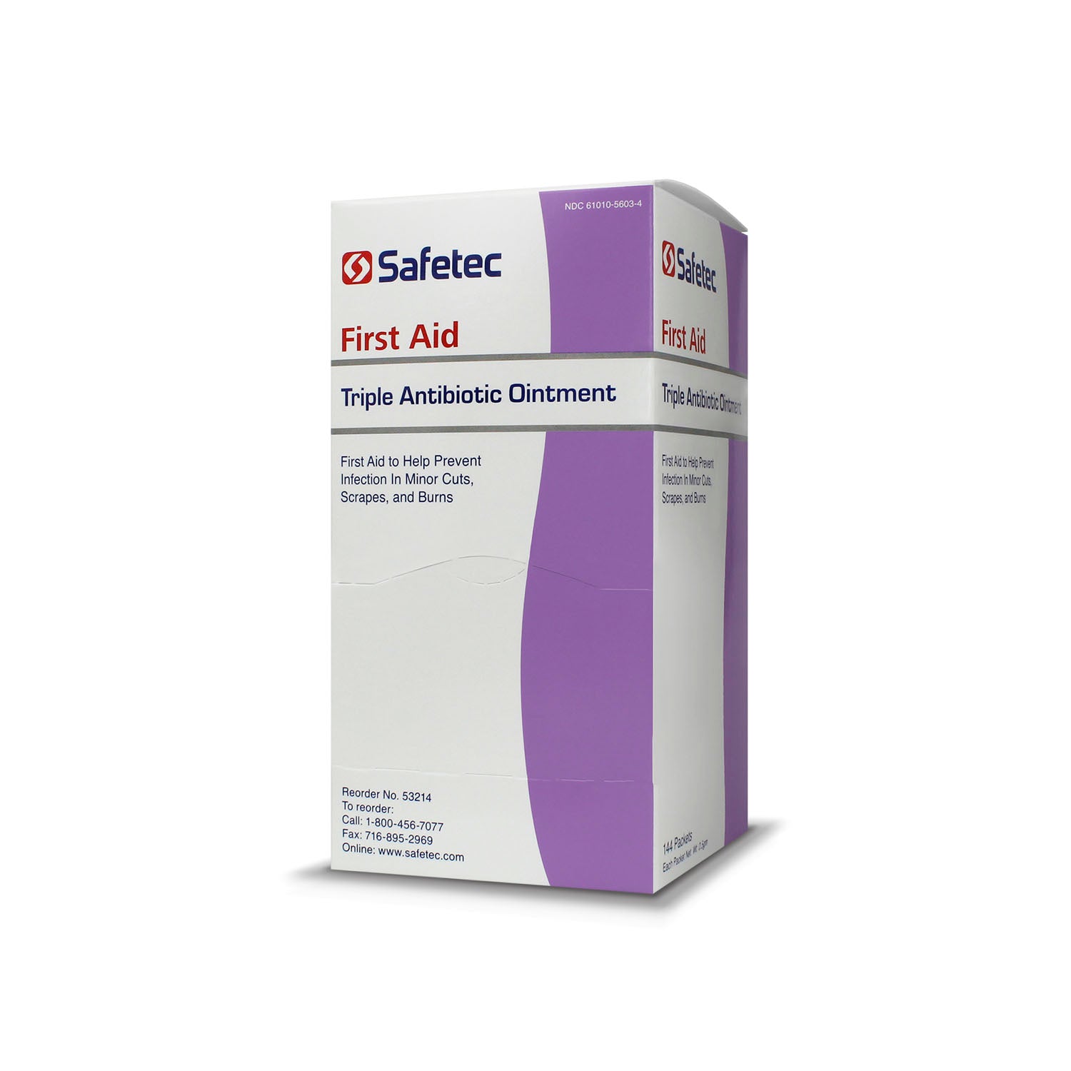 53214 - Safetec of America - Antibiótico triple, 0,5 g, 144/caja, 12 cajas/caja (no disponible para la venta en Canadá), caja