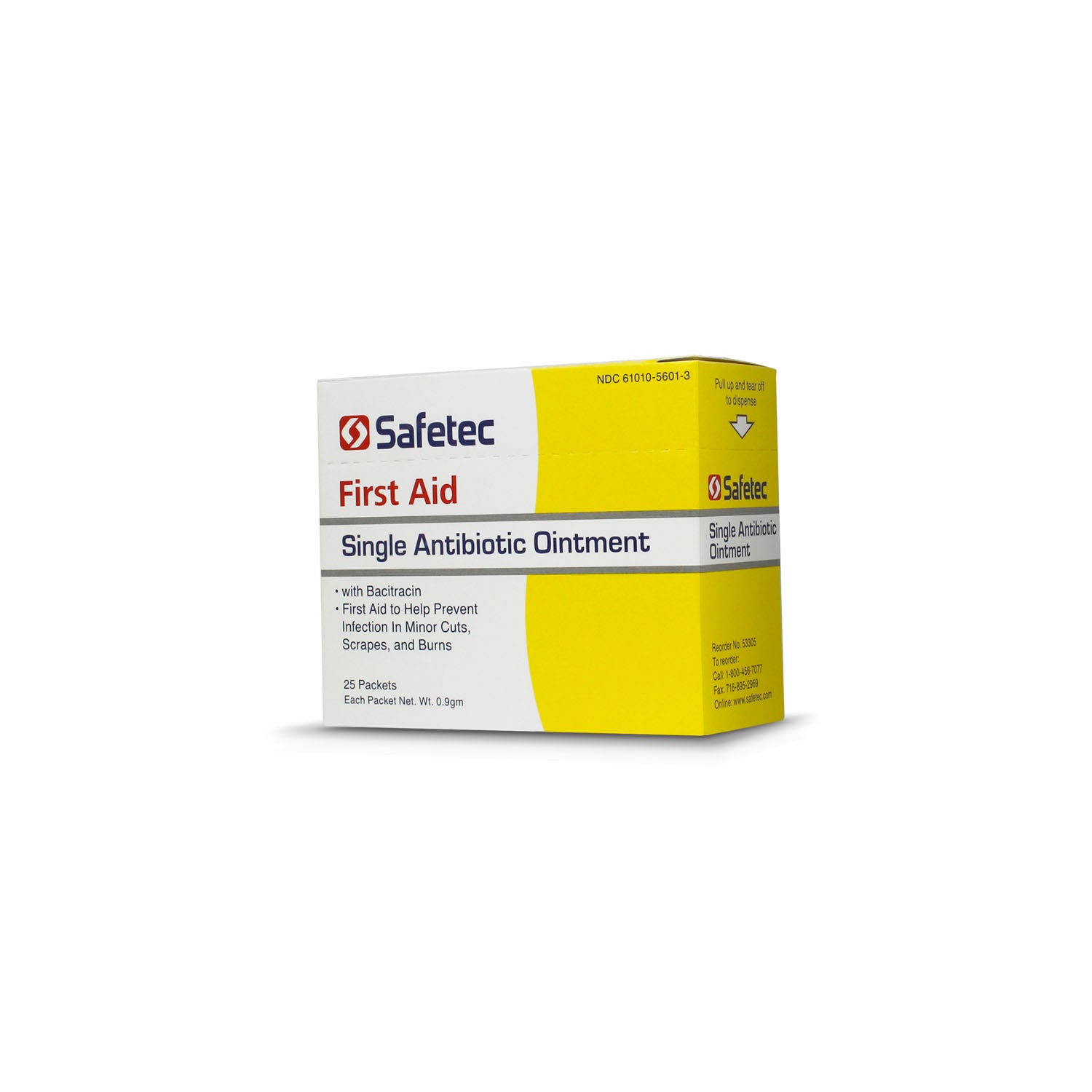 53305 - Safetec of America - Bolsa individual de bacitracina .9, 25 unidades/caja, 36 cajas/caja (no disponible para la venta en Canadá), caja