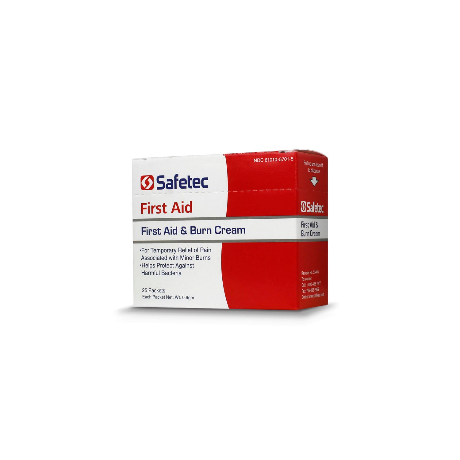 53405 - Safetec of America - First Aid & Burn Cream, .9g Pouch, 25 pch/bx, 36 bx/cs (Not Available for Sale into Canada)    , cs