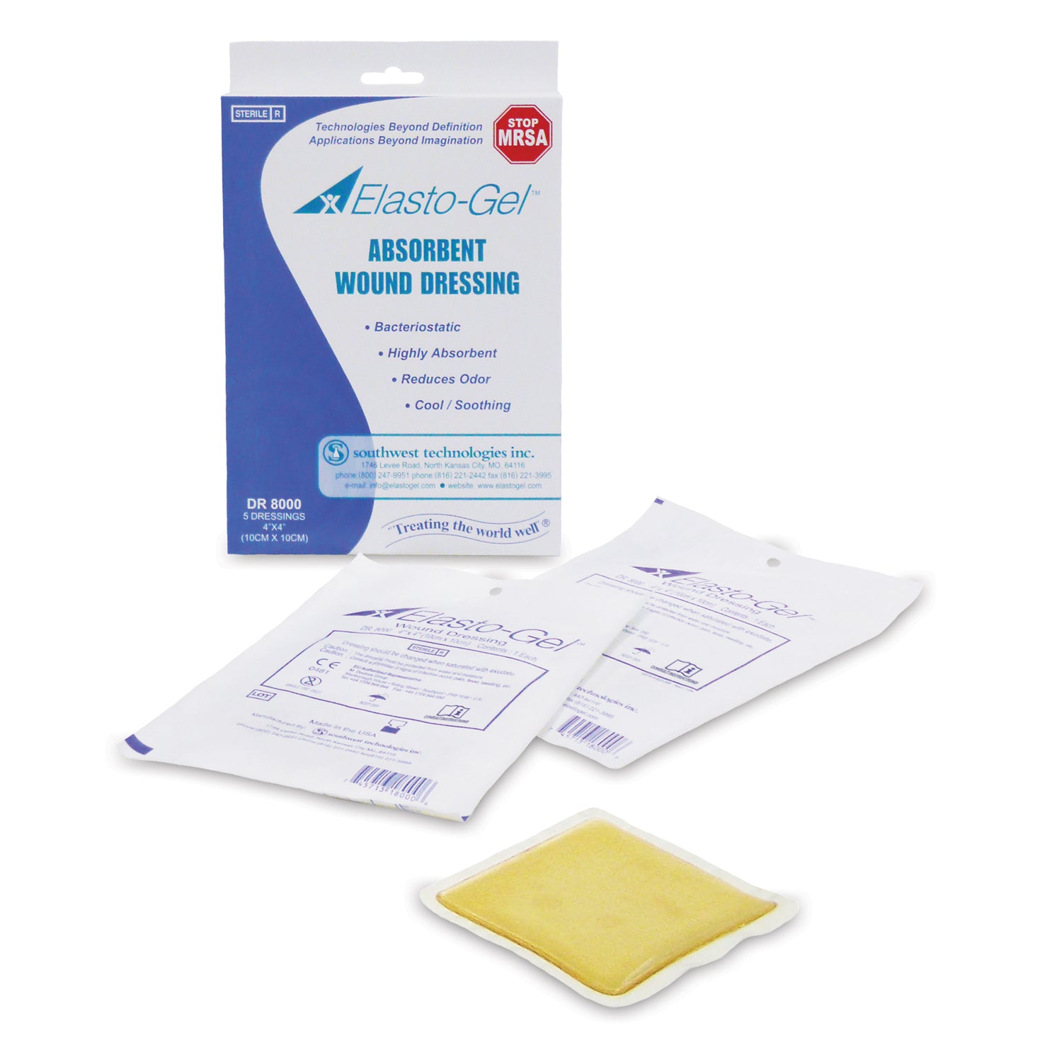DR8000 - Southwest Technologies, Inc. - Wound Dressing, 4" x 4", No Tape, 5/bx (US Only) (Item on Manufacturer Backorder – Inventory Limited when Available)     , bx