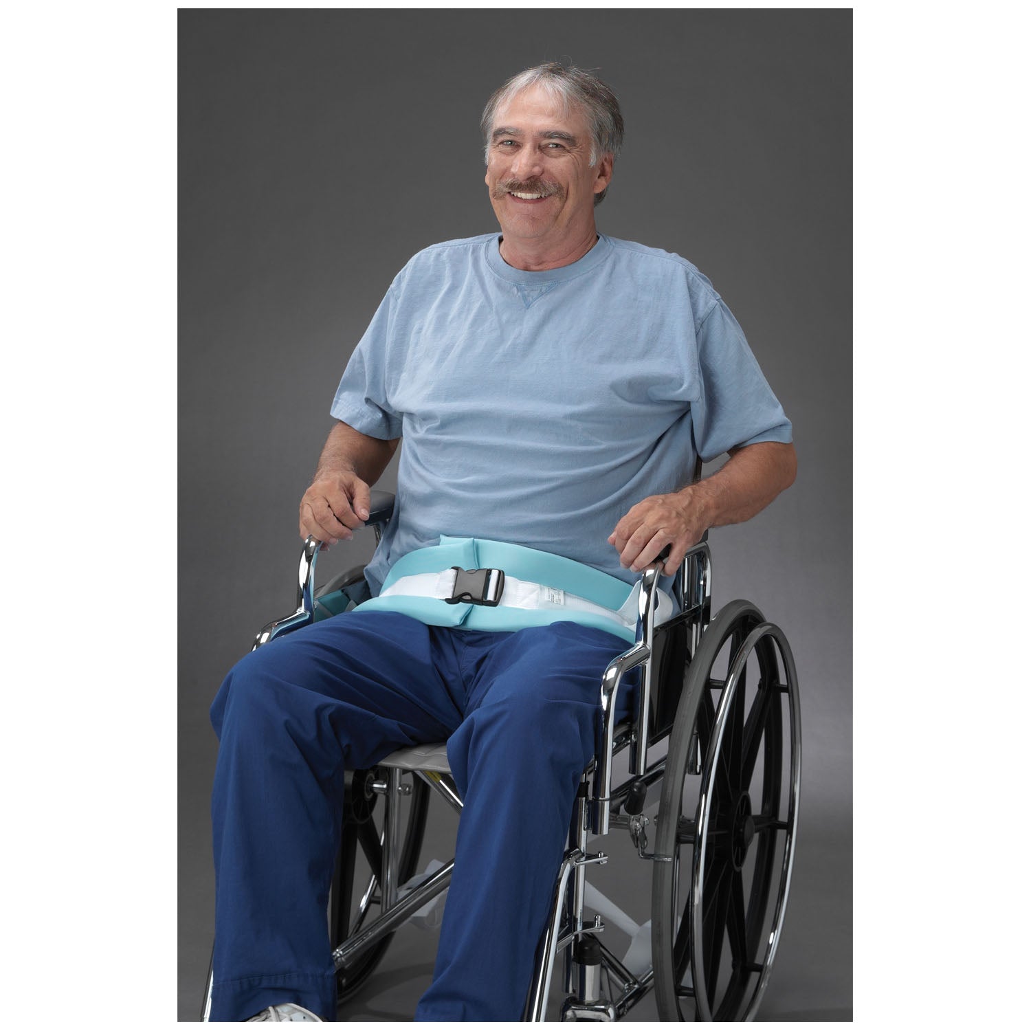 4126Q - TIDI Products, LLC - Posey Padded Belt, 13in Length, 4in Width, White/Blue, 2-Piece, Quick Release, Fits waist up to 60in (Continental US + HI Only)    , ea