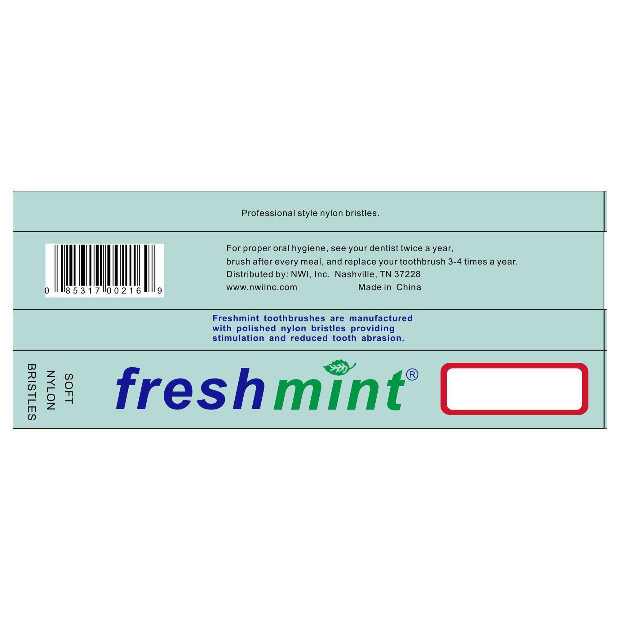 874270 - Freshmint - Toothbrush Freshmint Assorted Colors Adult Nylon TBBX Pack of 1, (EA)
