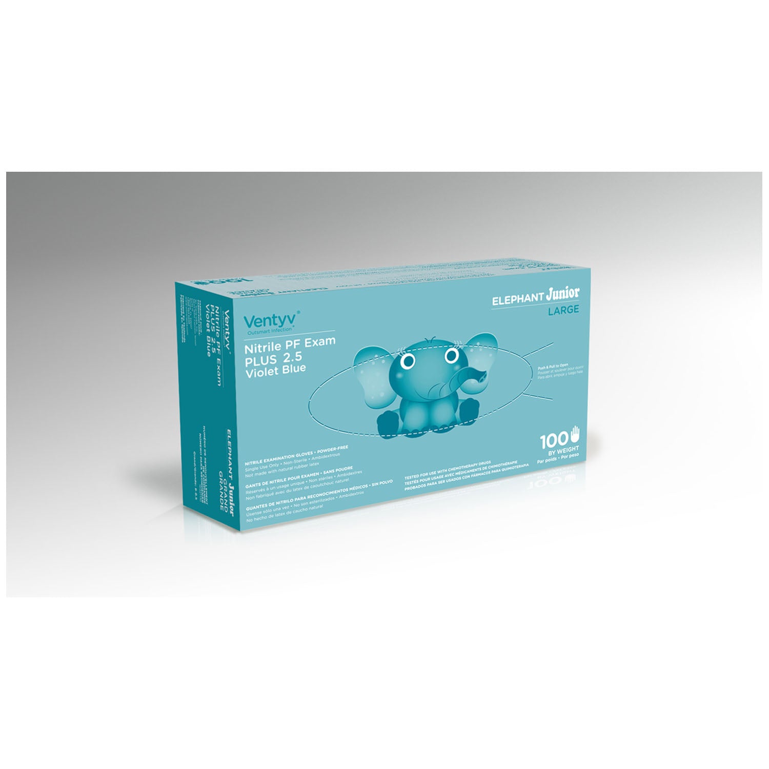 10321110 - Ventyv - Glove, Exam, Nitrile, Powder-Free (PF), Textured, Chemotherapy Tested, Violet Blue, Large, 100/bx, 20 bx/cs (Continental US Only)    , cs