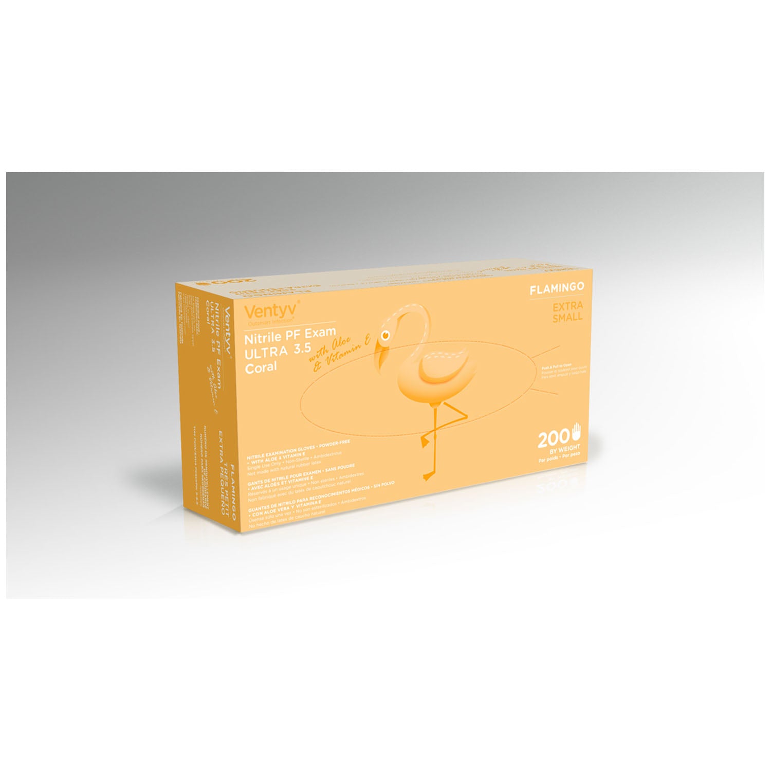 10333106 - Ventyv - Glove, Exam, Nitrile, Powder-Free (PF), Polymer Coated, Aloe & Vitamin E, Textured, Beaded Cuff, Coral, X-Small, 200/bx, 10 bx/cs (Continental US Only)    , cs