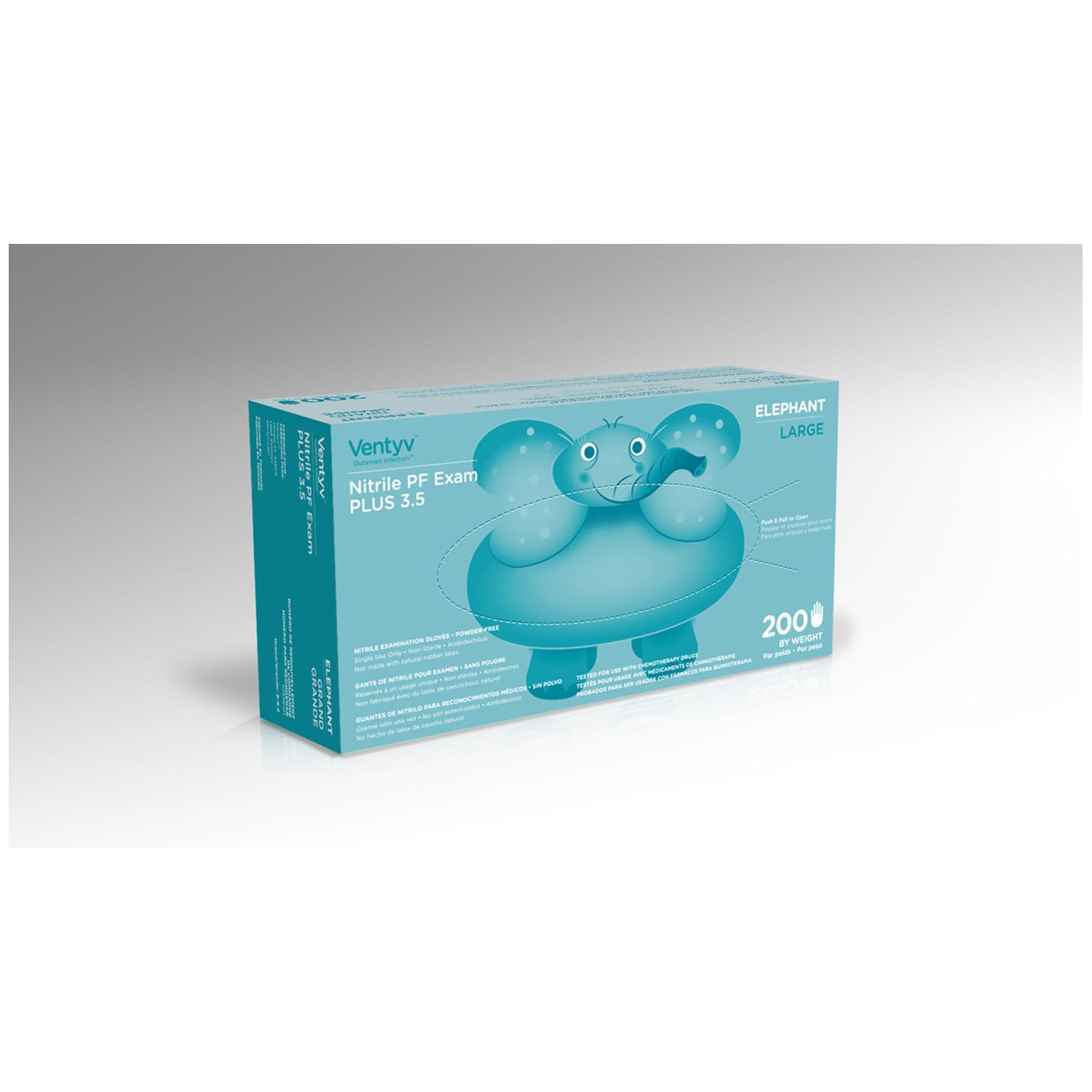 10336101 - Ventyv - Glove, Exam, Nitrile, Powder-Free (PF), Polymer Coated, Textured Finger Tip, Chemotherapy Tested, Violet Blue, Large, 200/bx, 10 bx/cs (60 cs/plt) (Continental US Only)    , cs