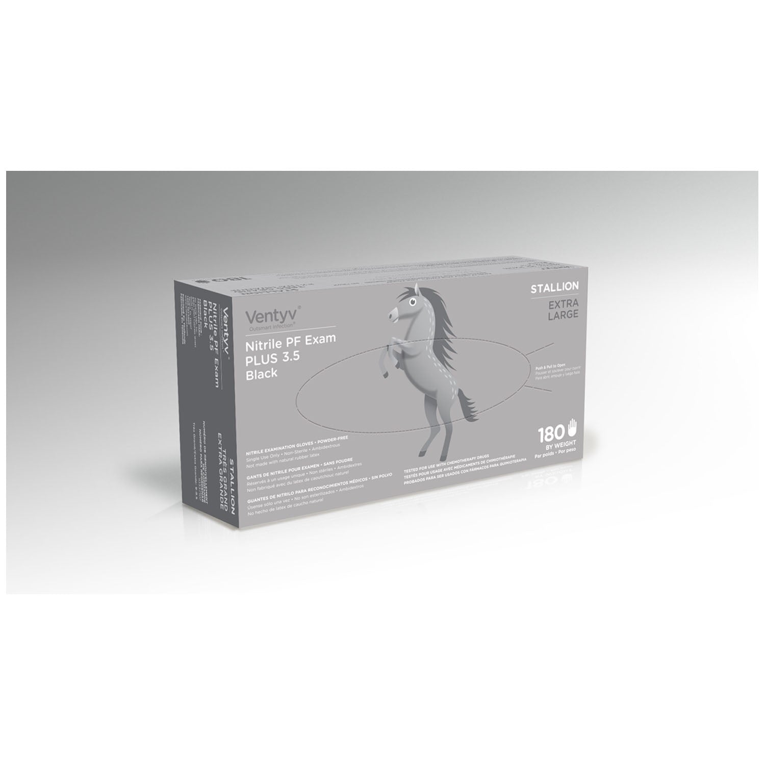 10337107 - Ventyv - Glove, Exam, Nitrile, Powder-Free (PF), Polymer Coated, Textured Finger Tip, Chemotherapy Tested, Black, X-Large, 200/bx, 10 bx/cs (Continental US Only) (To be DISCONTINUED)    , cs