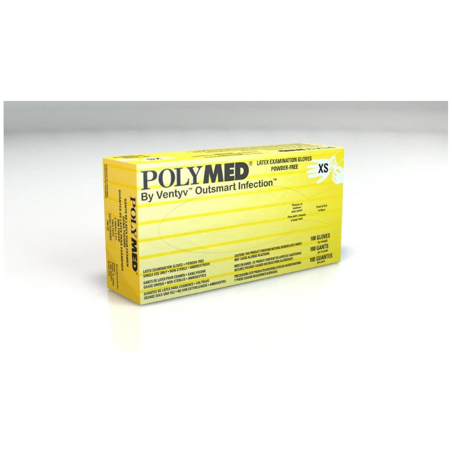 PM101 - Ventyv - Glove, Exam, Latex, X-Small (5-5.5), Powder Free (PF), Fully Textured, Natural White, Yellow Dispenser Box, 100/bx, 10 bx/cs (70 cs/plt) (Continental US Only) (Item on Manufacturer Backorder - Inventory Limited when Available)    , cs