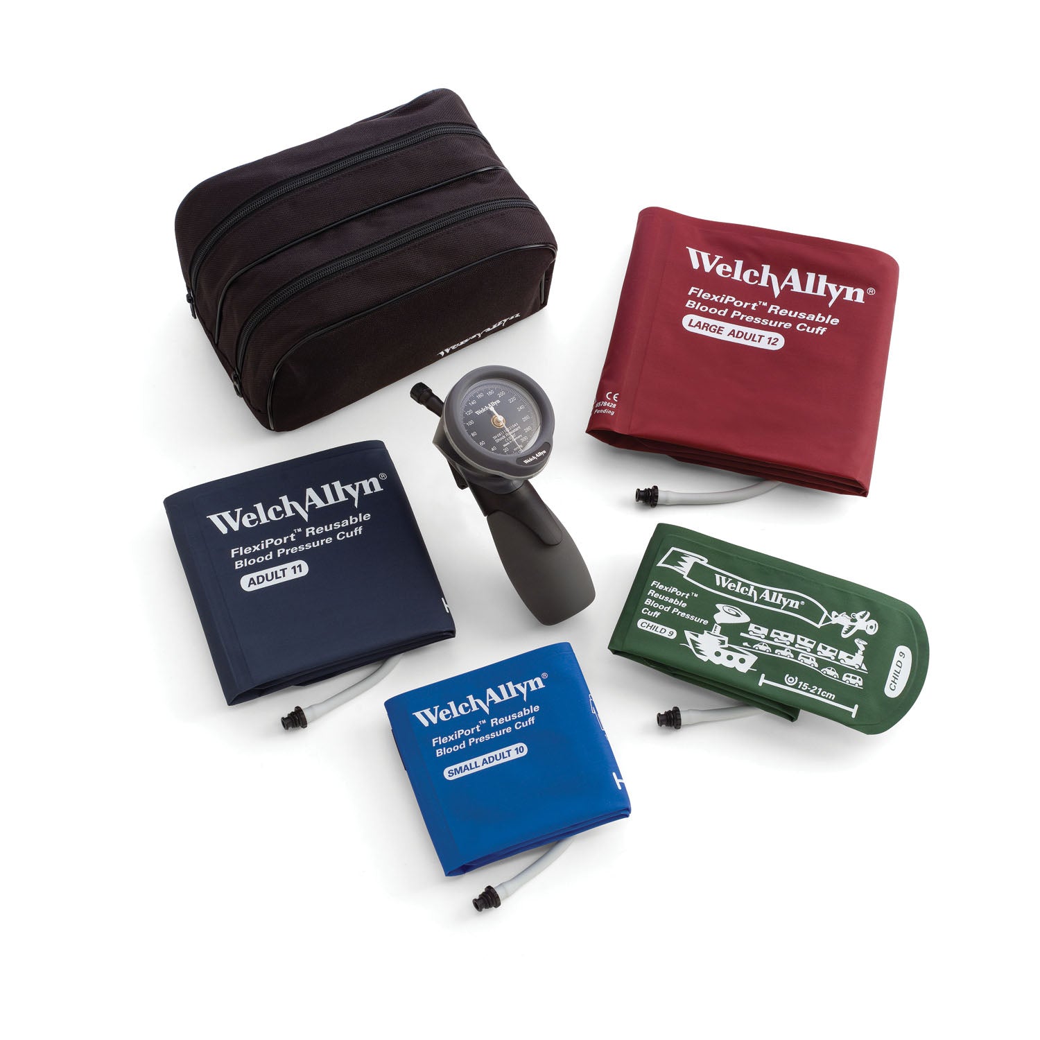 5098-30 - Hillrom - Multi-Cuff Kit, Includes Adult, Large Adult & Child-Print Inflation Systems in Zippered Case, Latex Free (LF) Cuff (US Only)    , ea