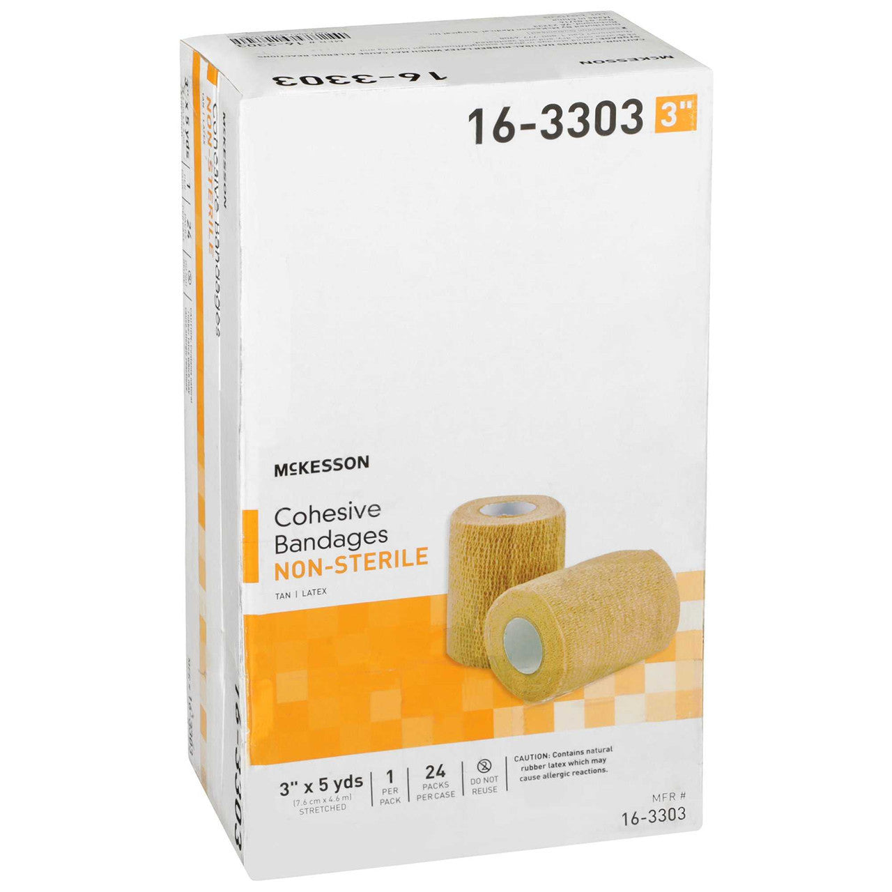 464153 - McKesson - McKesson Cohesive Bandage, 3'' x 5 Yard, 24 per Case, Non Sterile, Latex, Tan, Case of 24, (CS)