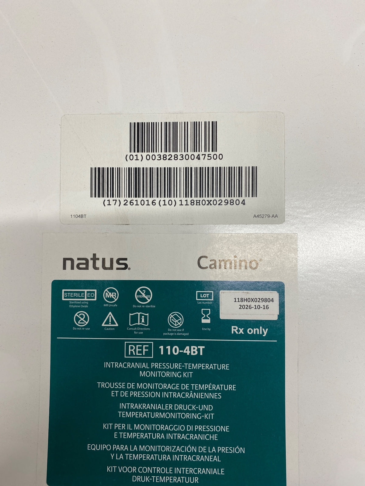 1104BT - NATUS - INTRACRANIAL PRESSURE-TEMPERATURE MONITORING KIT, (BX/1)
