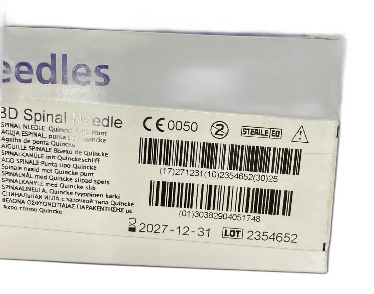 405174 - BD - NEEDLE SPINAL S/SU 18GA 3IN QUINCKE, (BX/25)