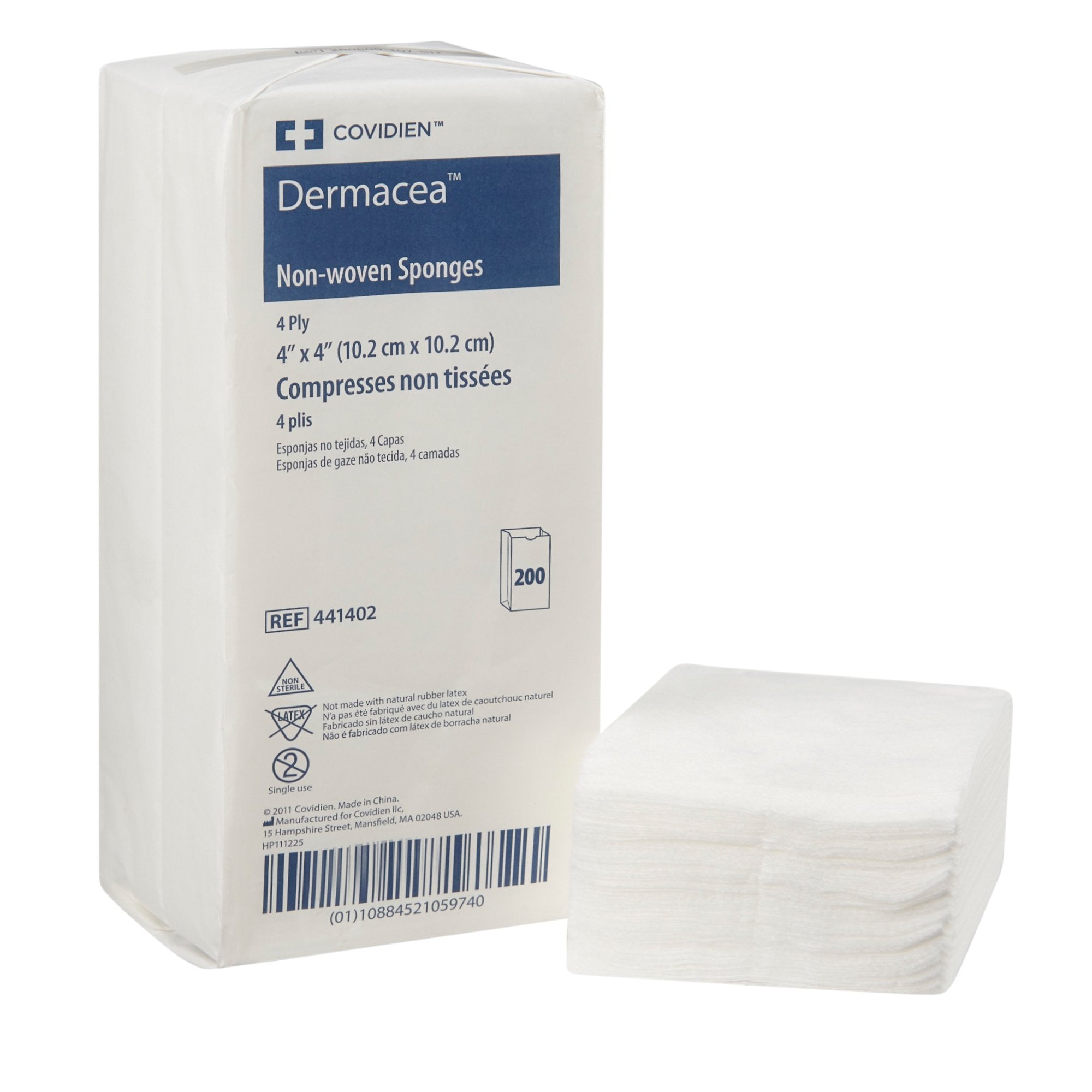 516461 - Derma - Dermacea Nonwoven Sponge 4 X 4 in 4-Ply NonSterile , 441402, Bag of 200, (BG)