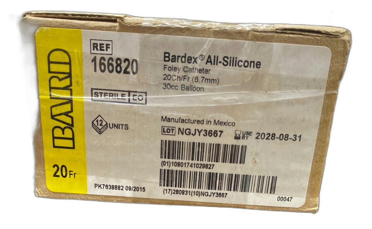 166820 - BARD - Bardex® All-Silicone Foley Catheter 30cc Balloon, (BX/12)