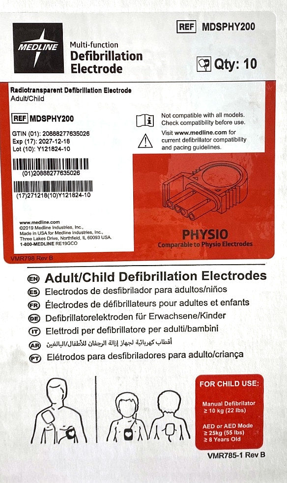 MDSPHY200 - MEDLINE - Radiotrasparent defibrillation electrode, (BX/10)
