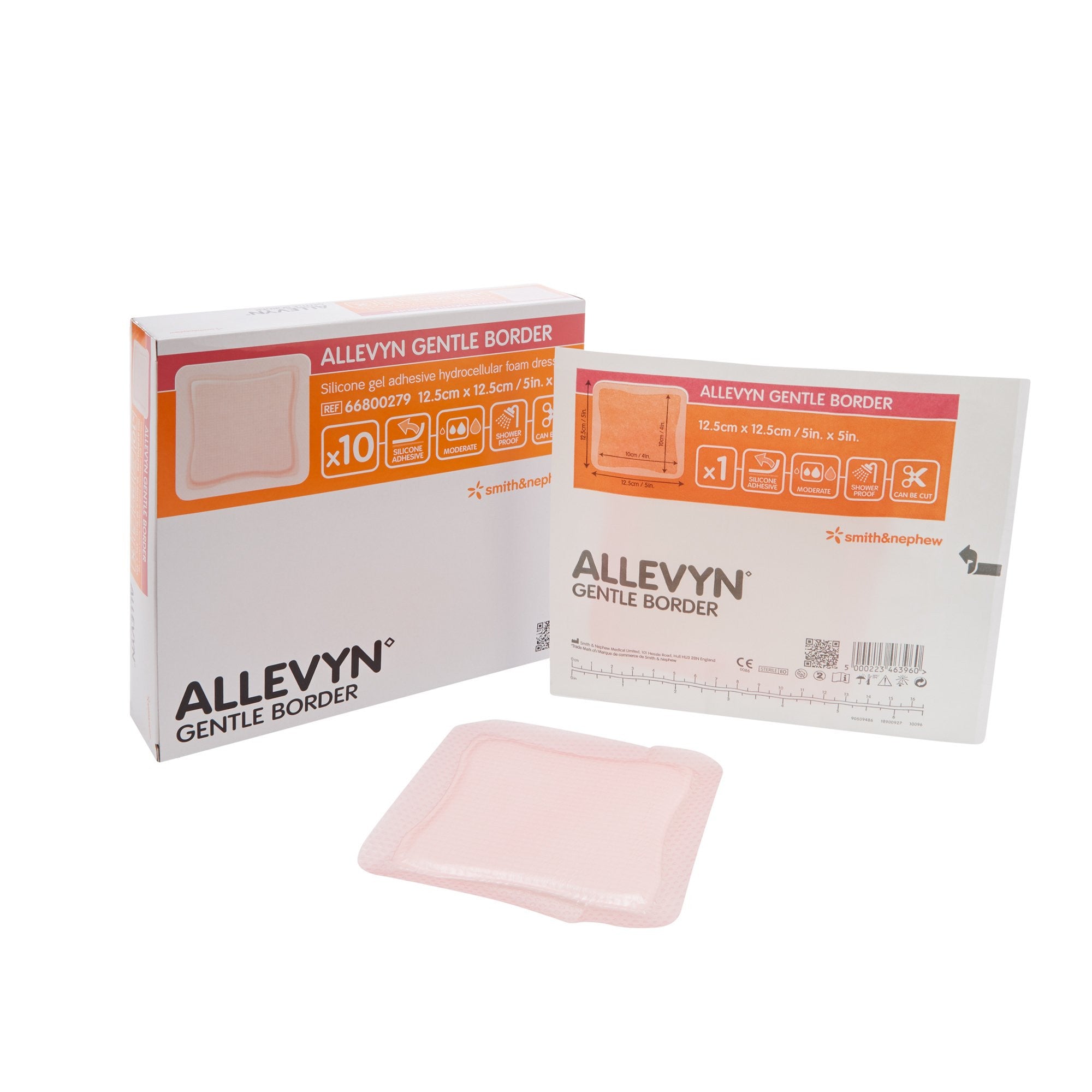665773 - Allevyn - Allevyn Gentle Border Foam Dressing 5 X 5 Inch With Border Film Backing Silicone Gel Adhesive Square Sterile, 66800279, Pack of 1, (EA)