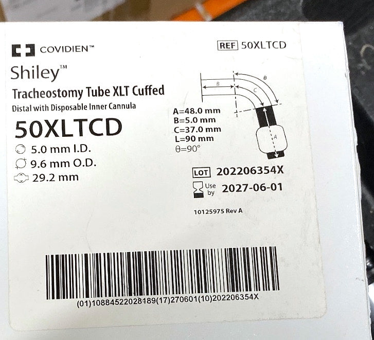 50XLTCD - COVIDIEN - Tracheostomy Tube XLT Cuffed,Distal with Disposable Inner Cannula, (BX/1)