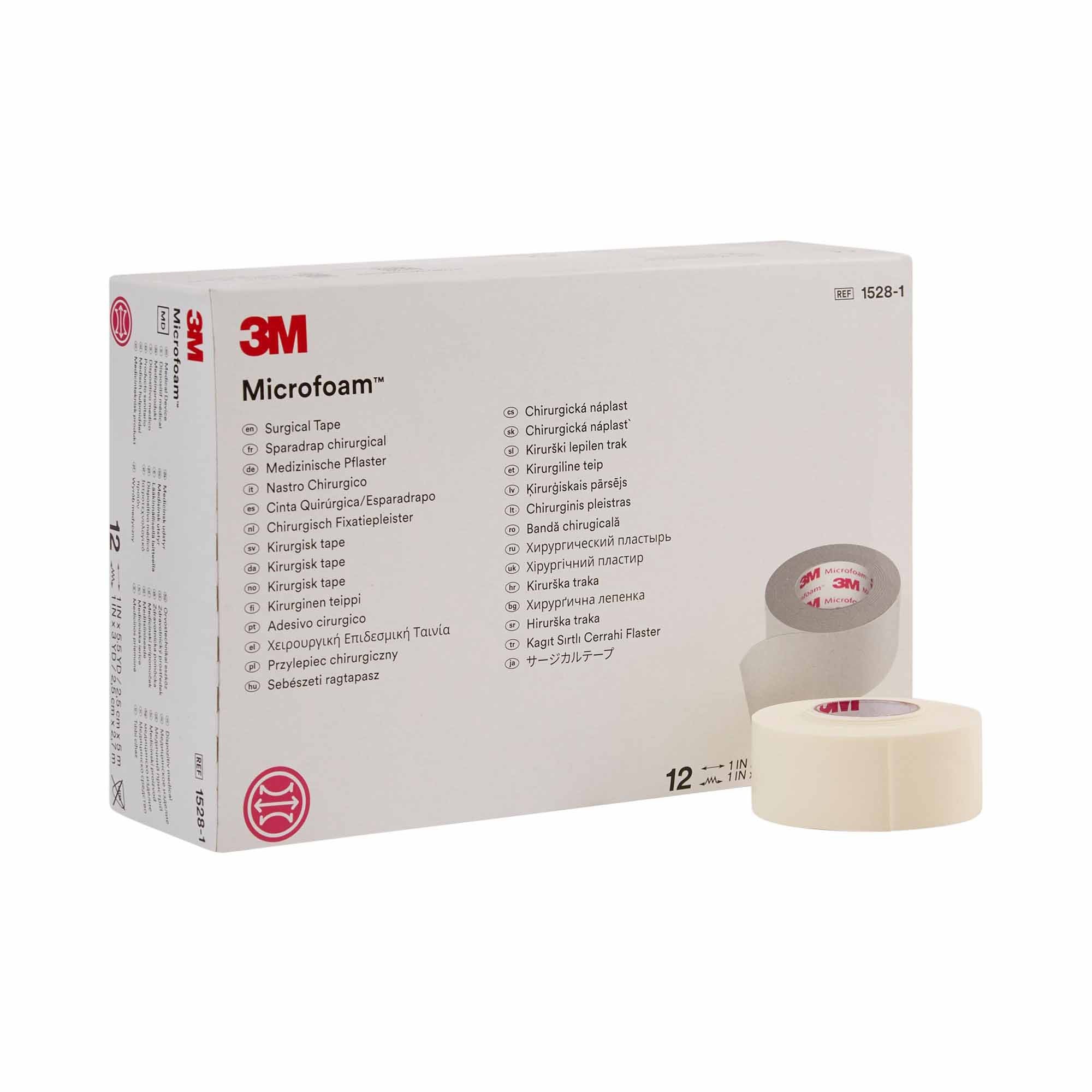 5959 - 3M - 3M Microfoam Medical Tape White 1 in X 5.5 yd Elastic / Foam, 1528-1, Case of 72, (CS)