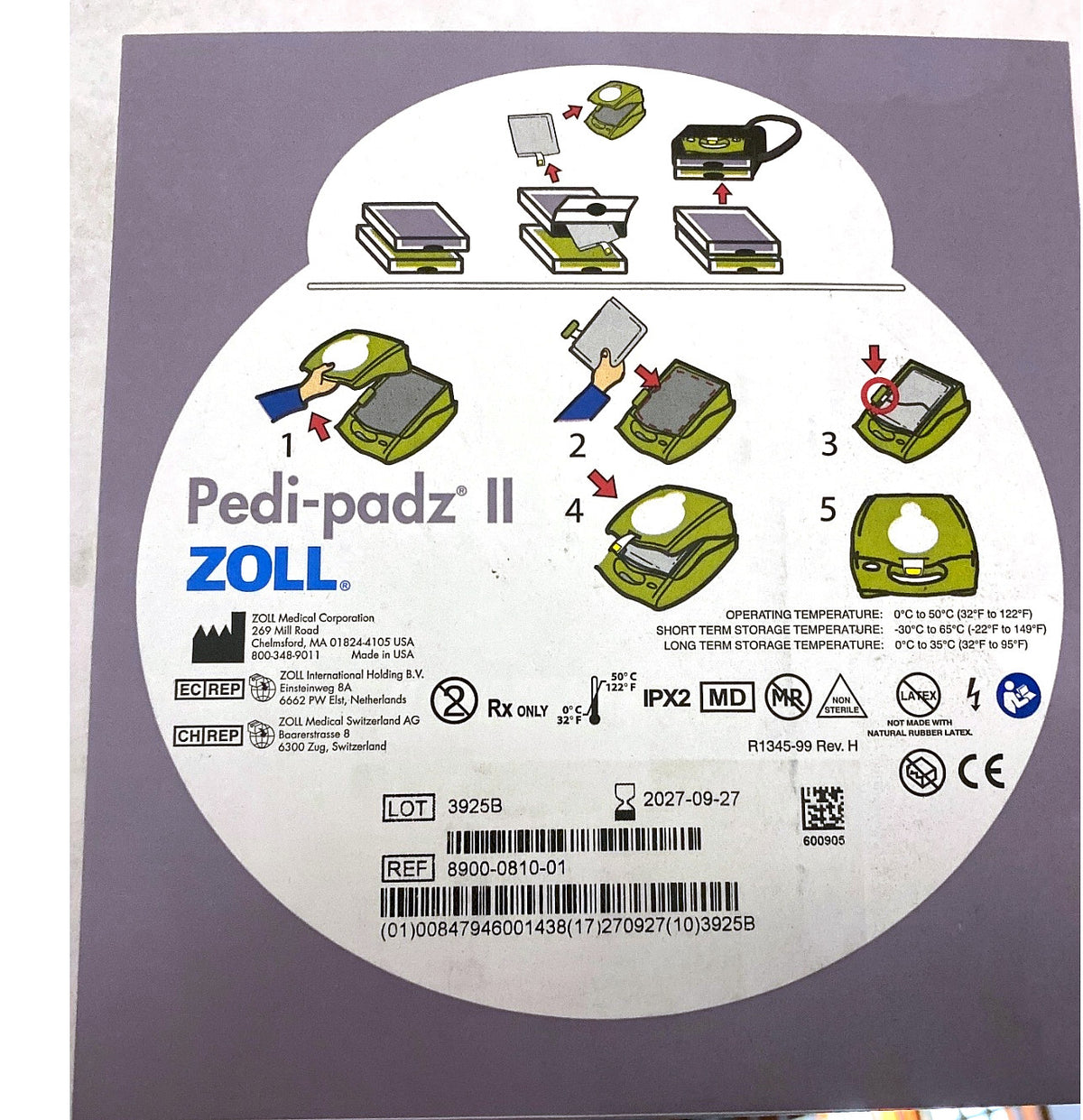 8900-0810-01 - ZOLL - PEDI*PADZ® II PEDIATRIC MULTI-FUNCTION ELECTRODES - ONE PAIR, (BX/1)