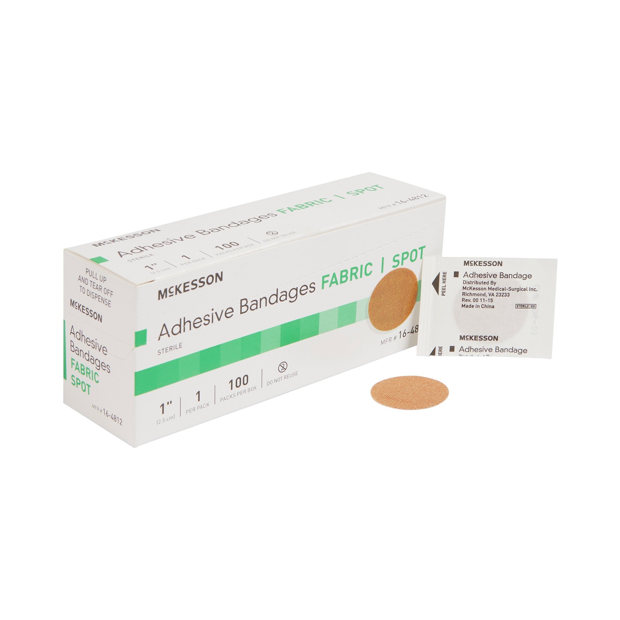466870 - McKesson - McKesson Adhesive Spot Bandage Fabric Tan 1 Inch Diameter Sterile, 16-4812, Case of 2400, (CS)