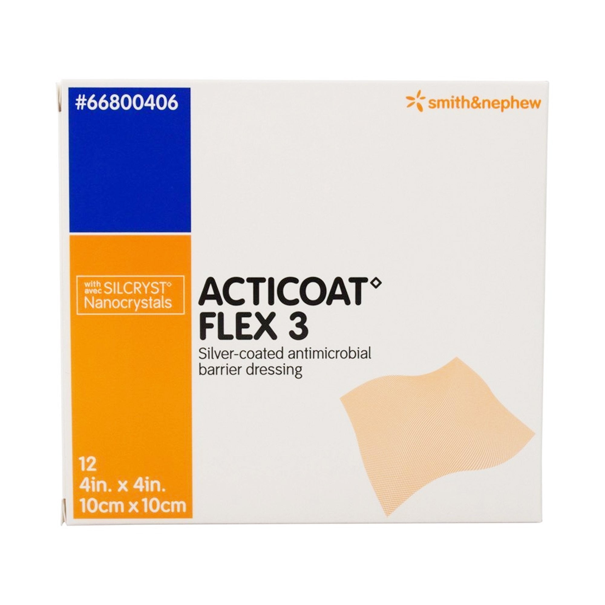 711288 - Acticoat - Acticoat Flex 3 Silver Barrier Dressing 4 X 4 Inch Square Sterile, 66800406, Case of 48, (CS)