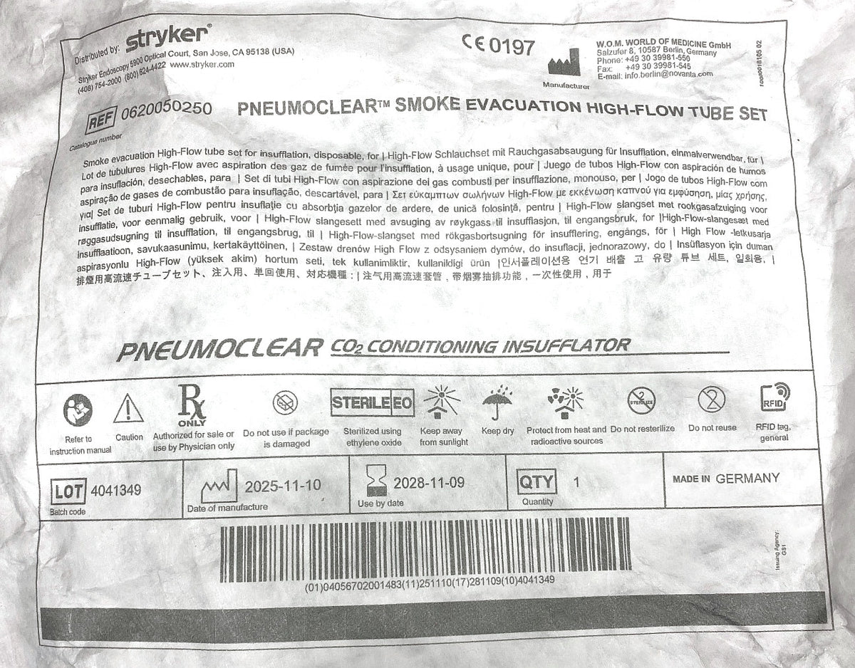 620050250 - STRYKER - SMOKE EVACUATION HIGH-FLOW TUBE SET, (EA/1)