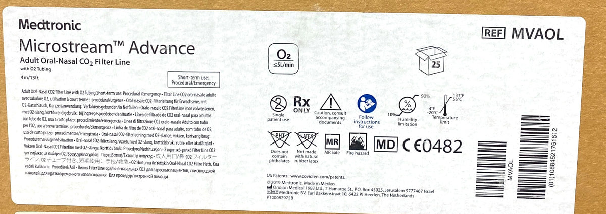 MVAOL - MEDTRONIC - Adult Oral-Nasal CO2 Filter Line with O2 Tubing; Short-term use: Procedural/Emergency, (BX/25)