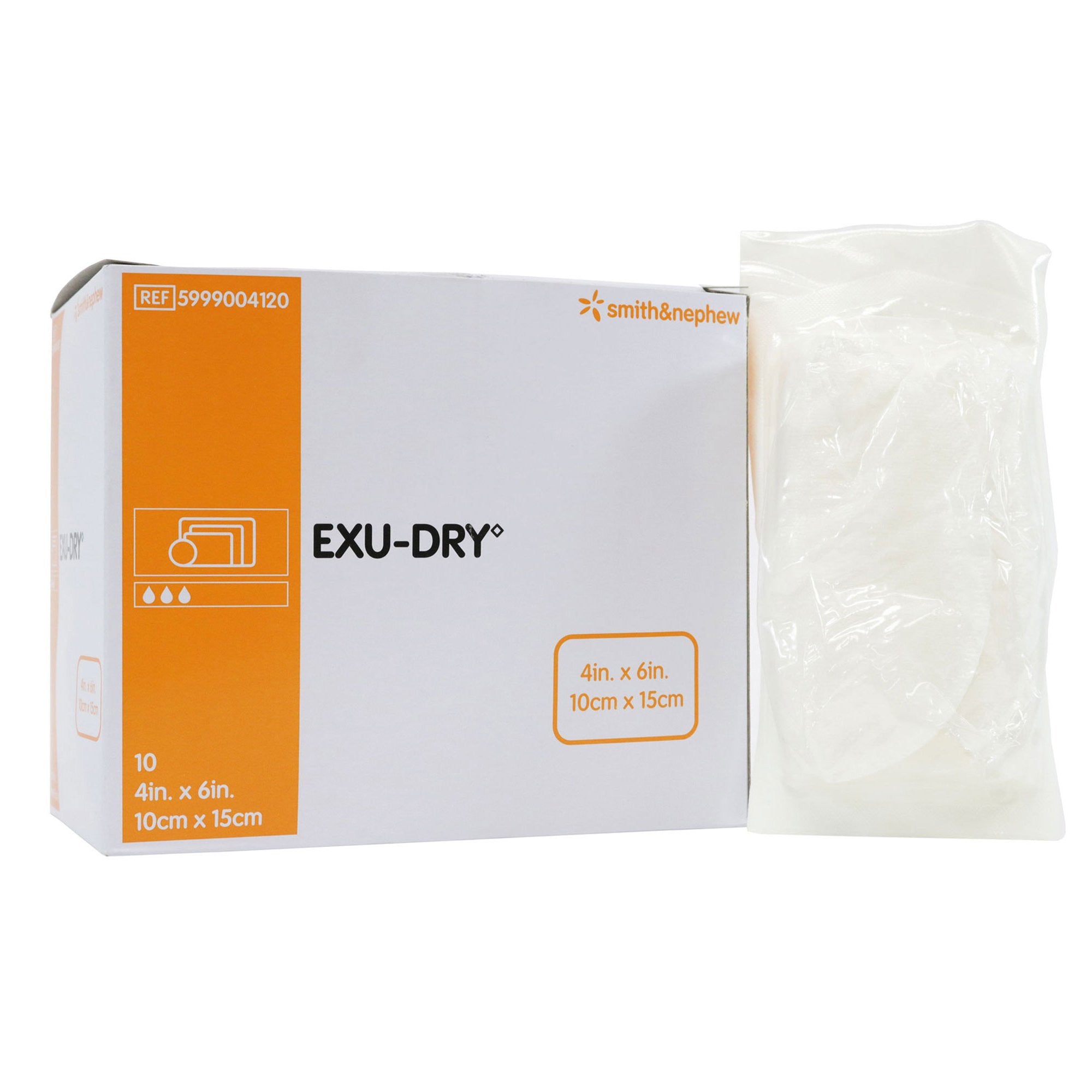 388241 - EXU-DRY - EXU-DRY Anti-Shear Super Absorbent Dressing 4 X 6 in Rectangle, Box of 10, (BX)