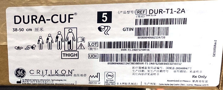 DUR-T1-2A - GE - DURA-CUF, THIGH, DINACLICK, 38 - 50 CM, SINGLE, (BX/5)