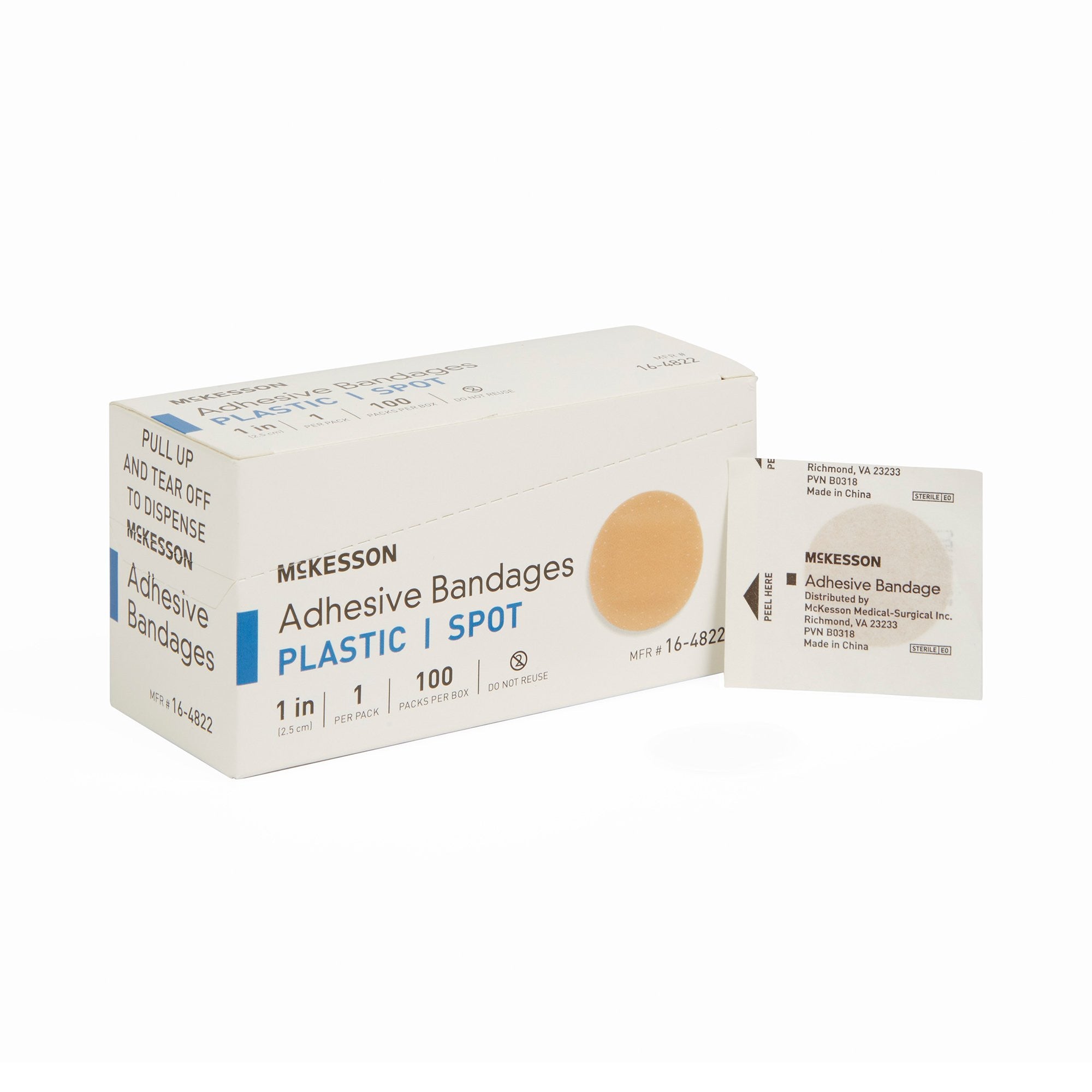 466877 - McKesson - McKesson Adhesive Spot Bandage Plastic Tan 1 Inch Diameter Sterile, 16-4822, Case of 2400, (CS)